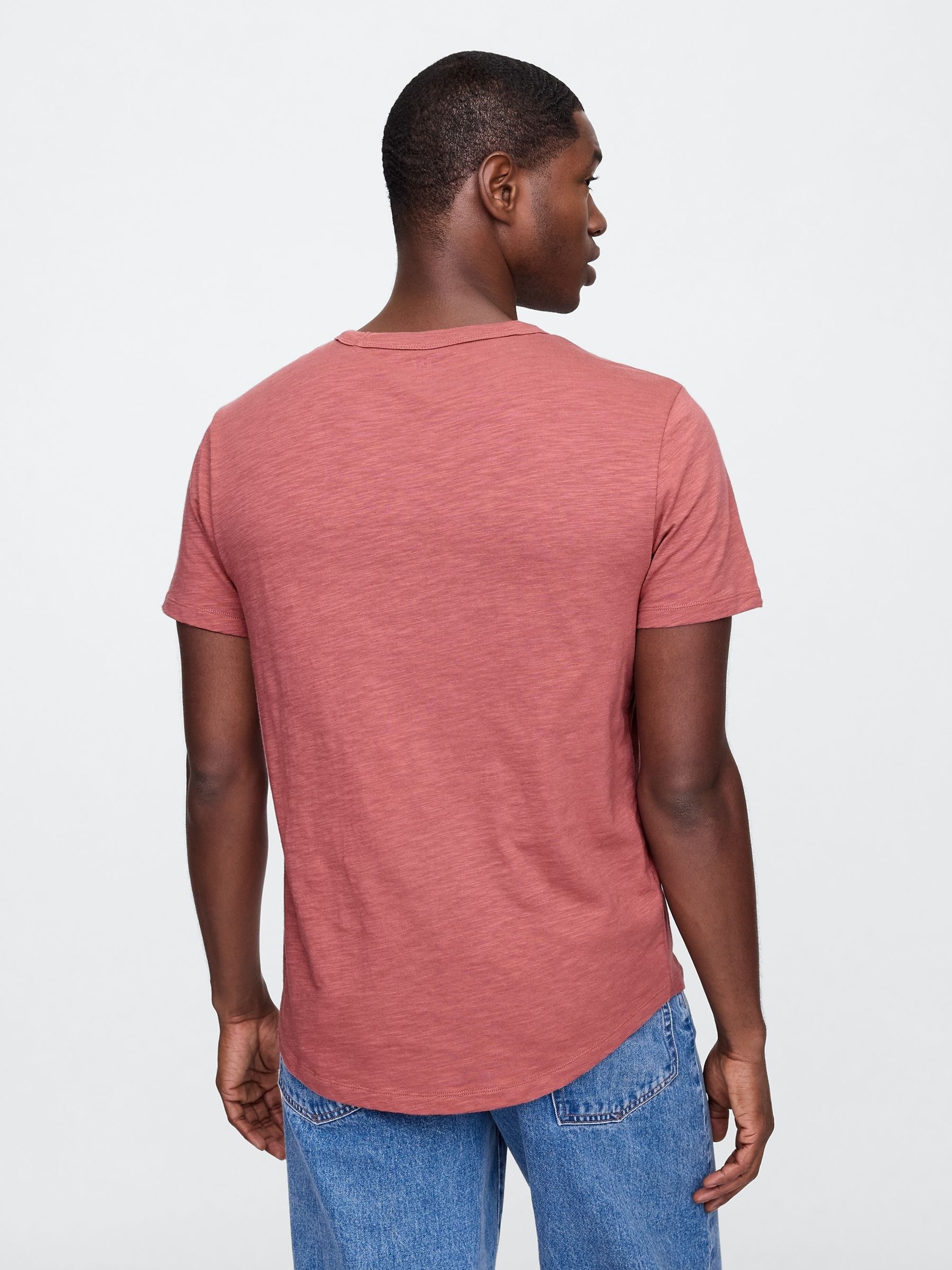 Red Slub Curved Hem Short Sleeve T-Shirt - Image 2 of 5