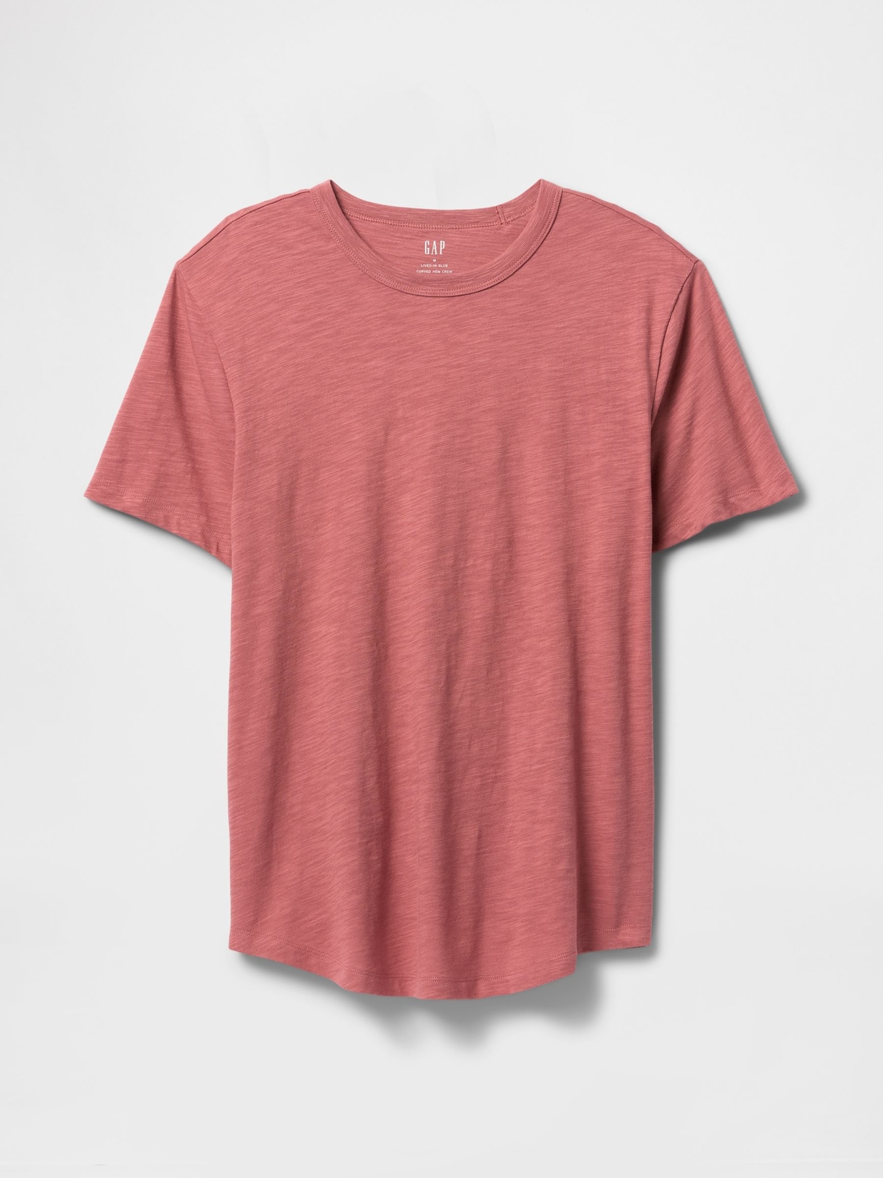 Red Slub Curved Hem Short Sleeve T-Shirt - Image 4 of 5