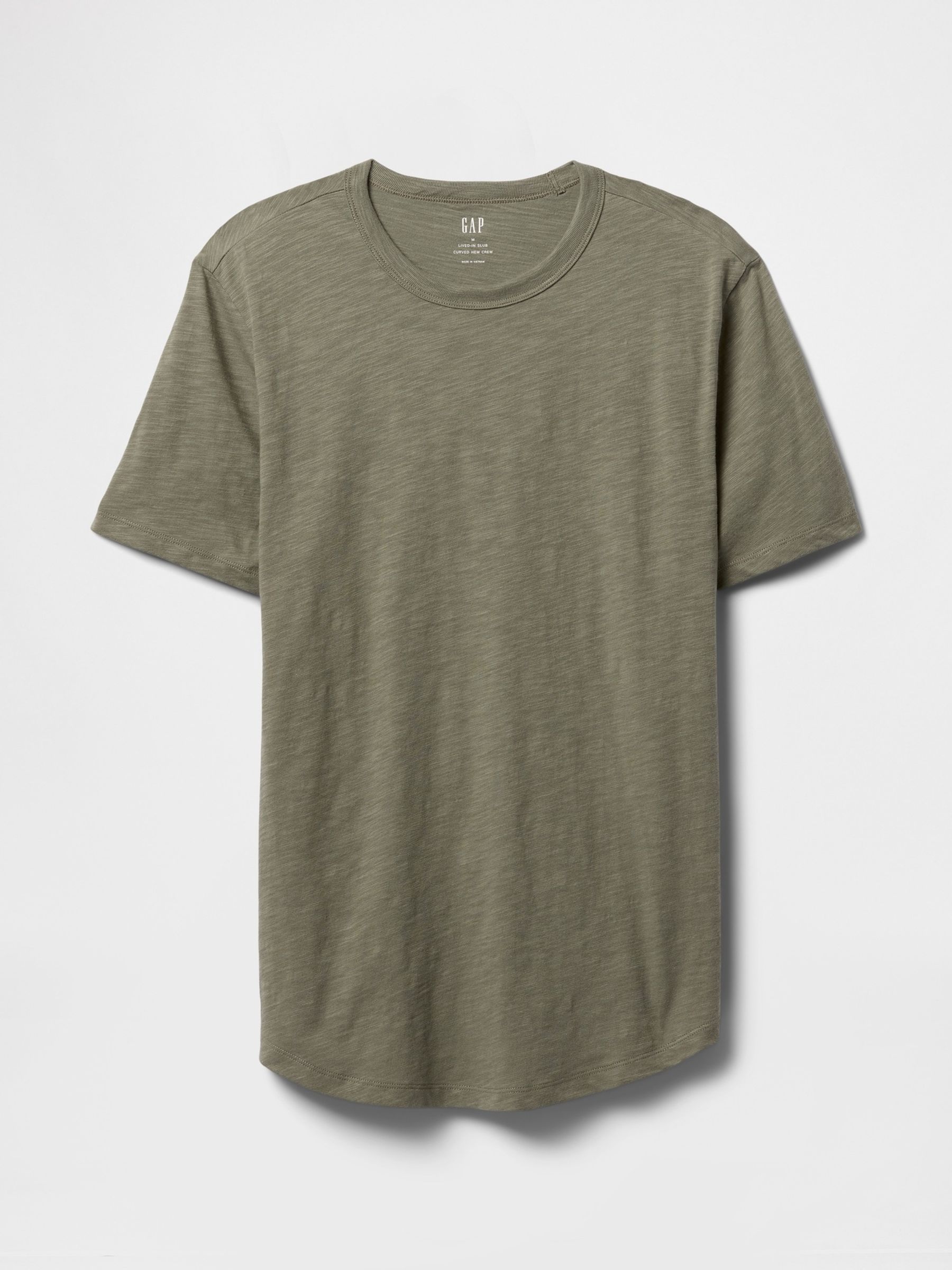Khaki Green Slub Curved Hem Short Sleeve T-Shirt - Image 4 of 5
