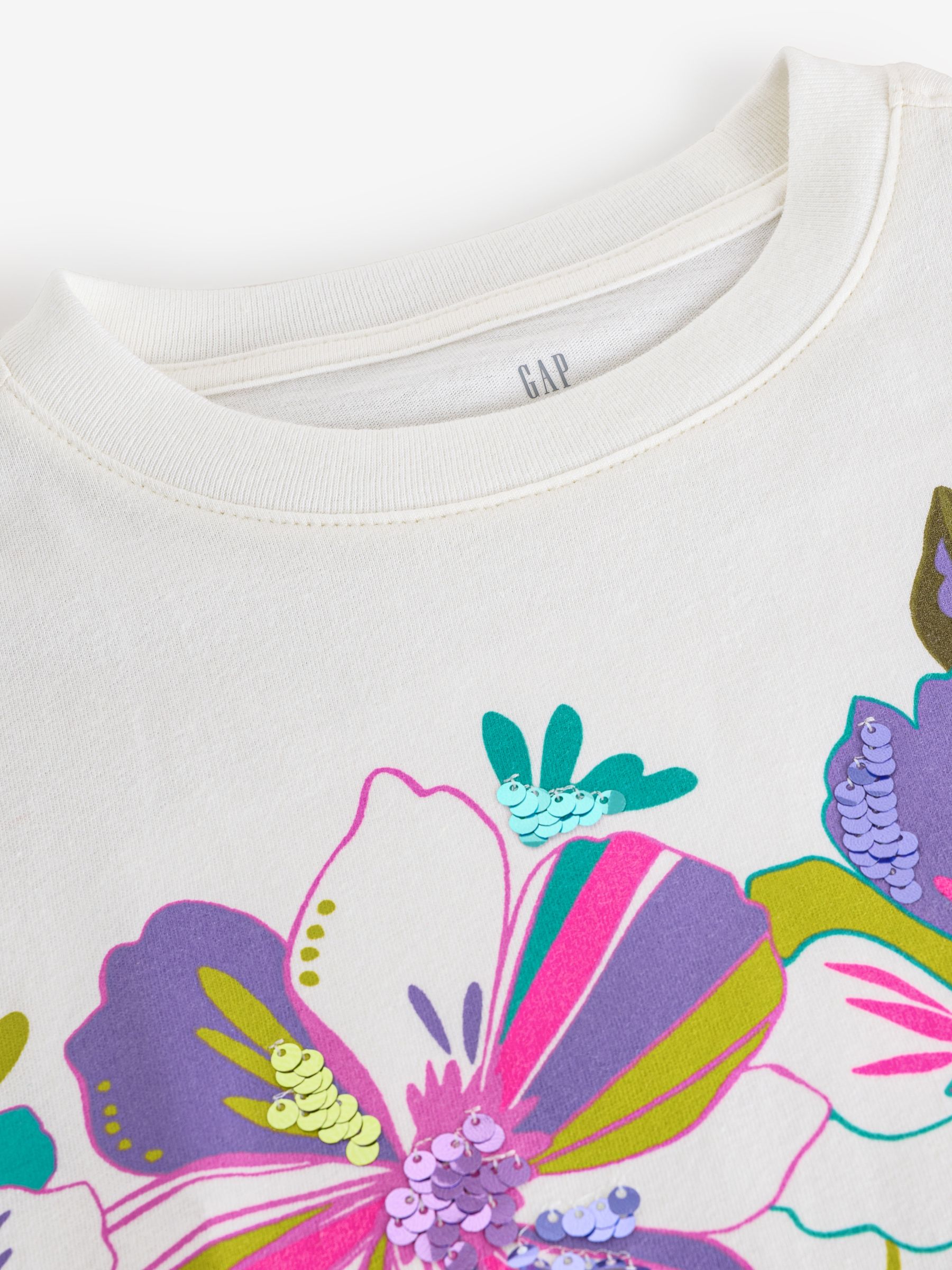 White Floral Graphic Short Sleeve T-Shirt (4-13yrs) - Image 3 of 5