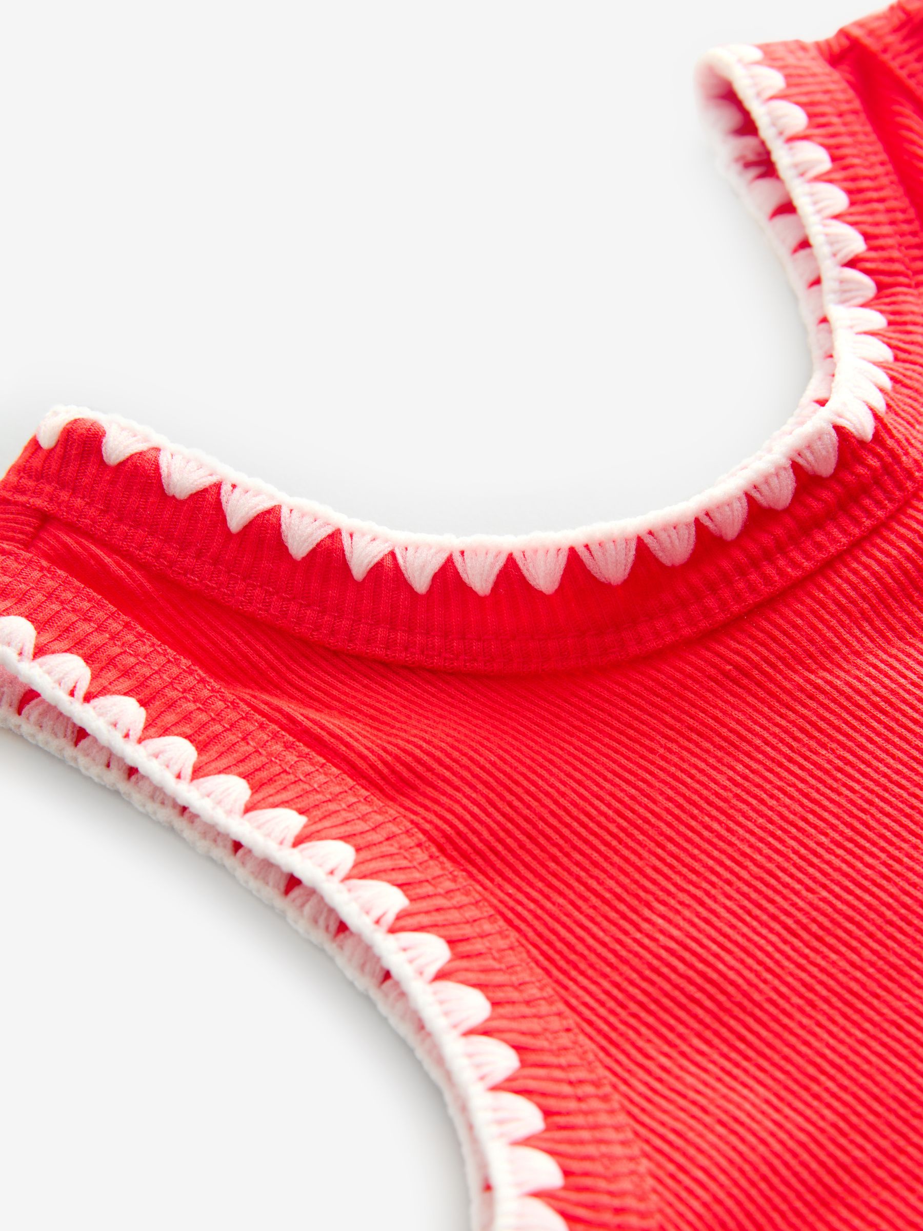 Red Cotton Ribbed Sleeveless Vest Top (4-13yrs) - Image 4 of 4