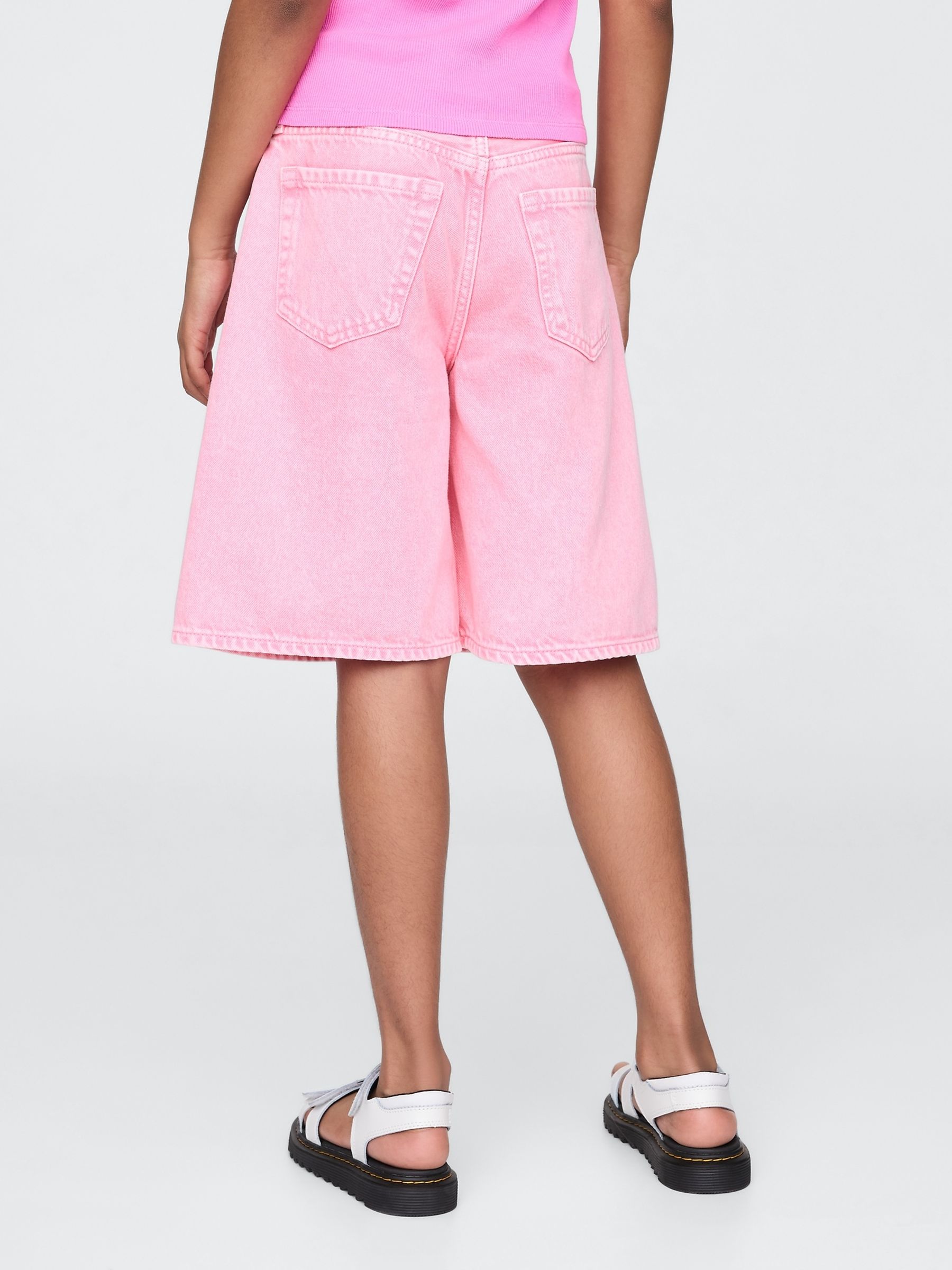 Pink Mid Waisted Longline Denim Shorts (5-13yrs) - Image 2 of 5