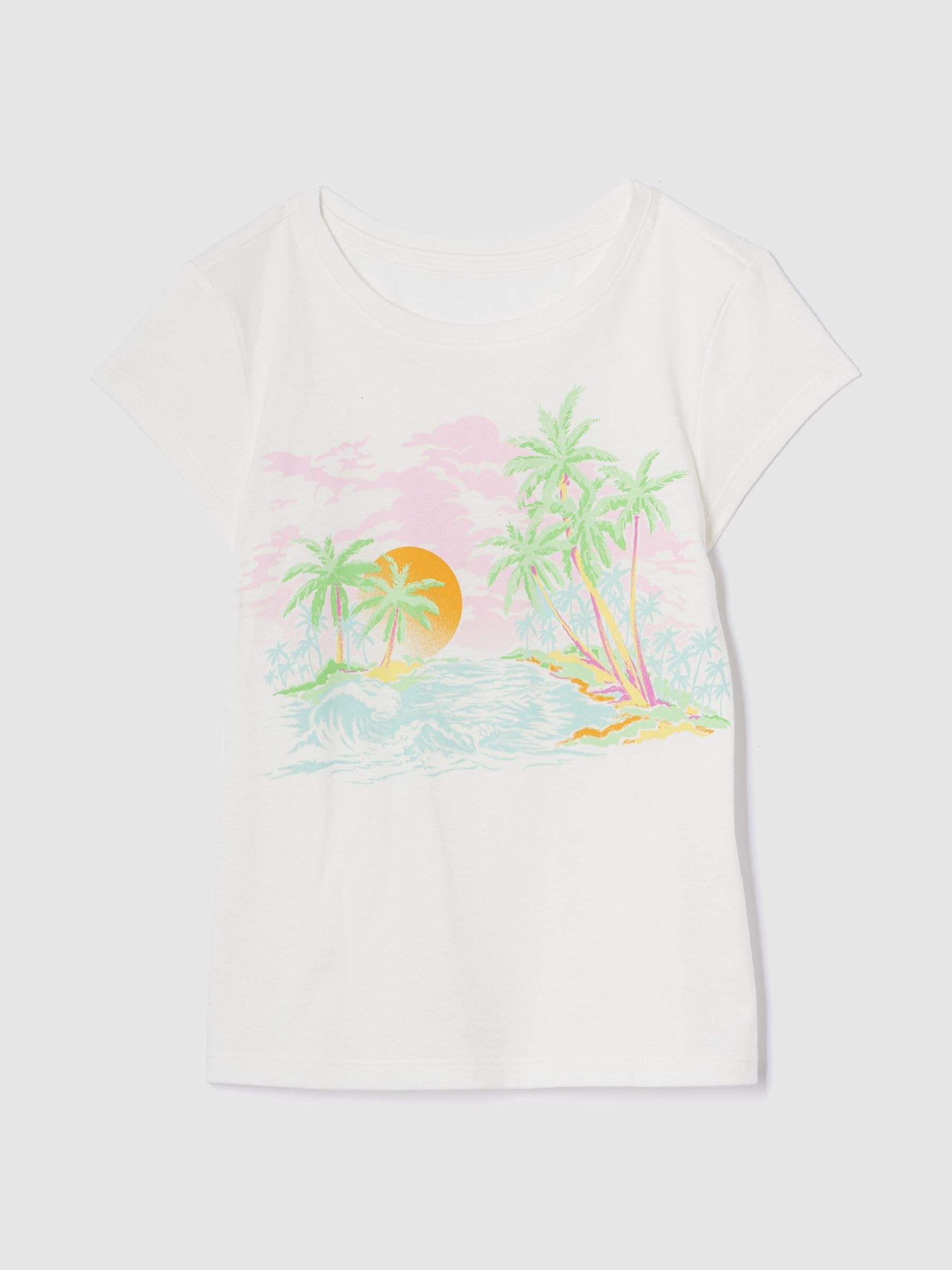 White Palm Tree Graphic Short Sleeve T-Shirt (4-13yrs) - Image 1 of 2
