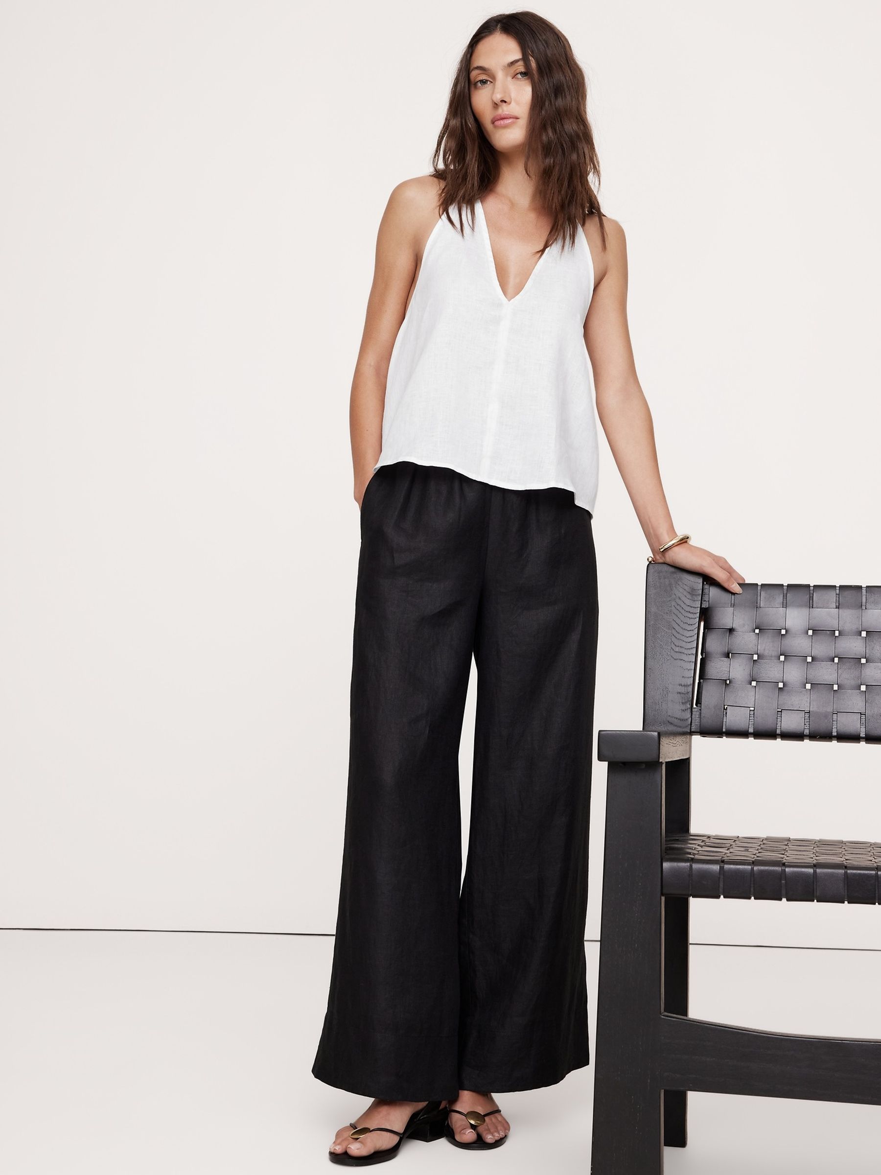 Banana Republic White Linen Halter Top - Image 1 of 4