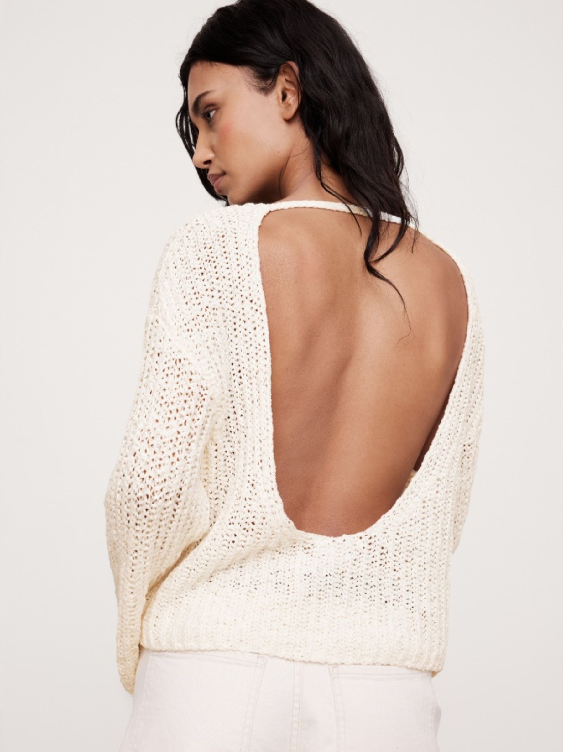 Banana Republic White Oversized Scoop-Back Jumper - Image 2 of 5