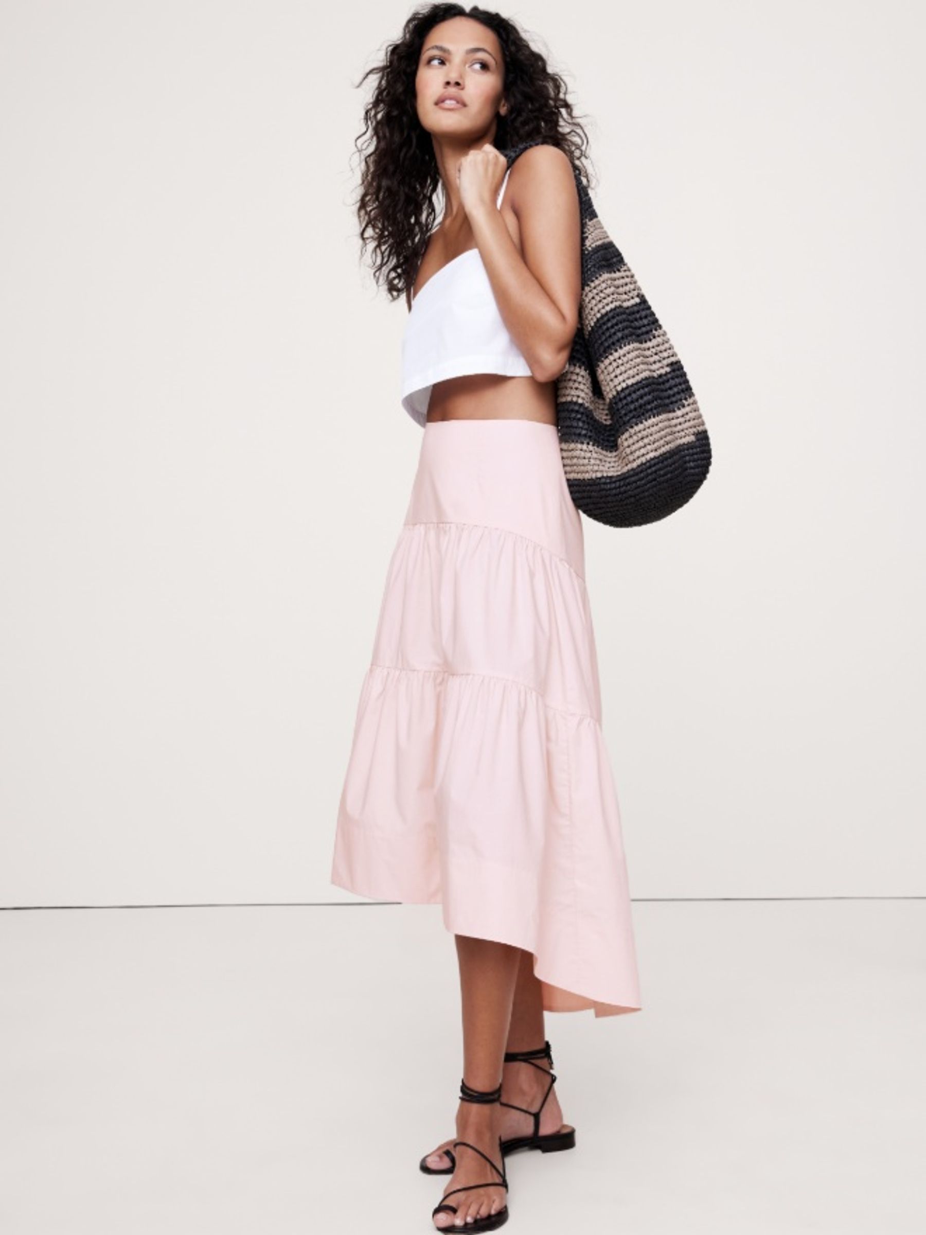 Banana Republic Pink Drop Waist Tiered Maxi Skirt - Image 1 of 1