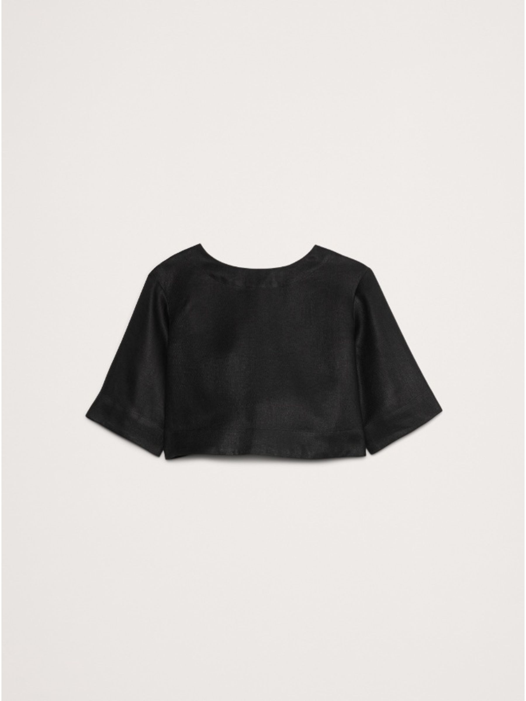 Banana Republic Black Linen Boat-Neck Cropped Top - Image 4 of 4