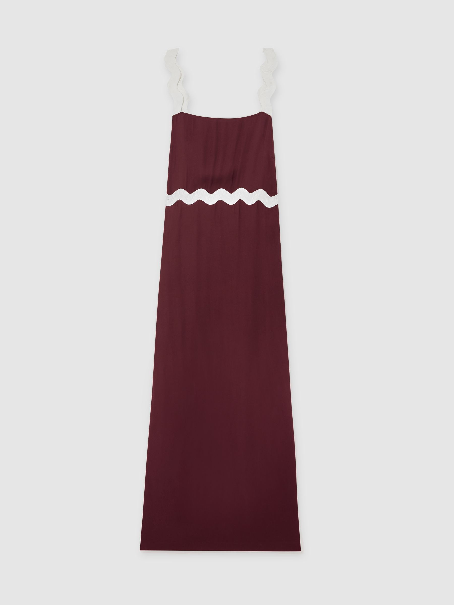 Wave-Trim Crepe Midi Dress in Burgundy - Image 2 of 7