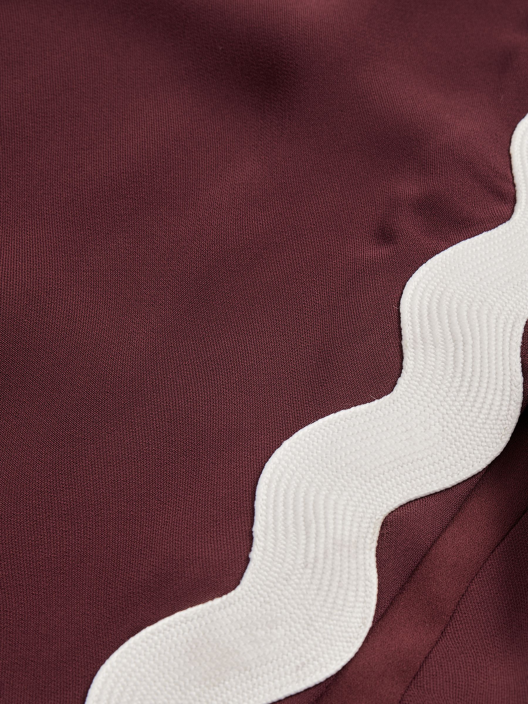 Wave-Trim Crepe Midi Dress in Burgundy - Image 7 of 7