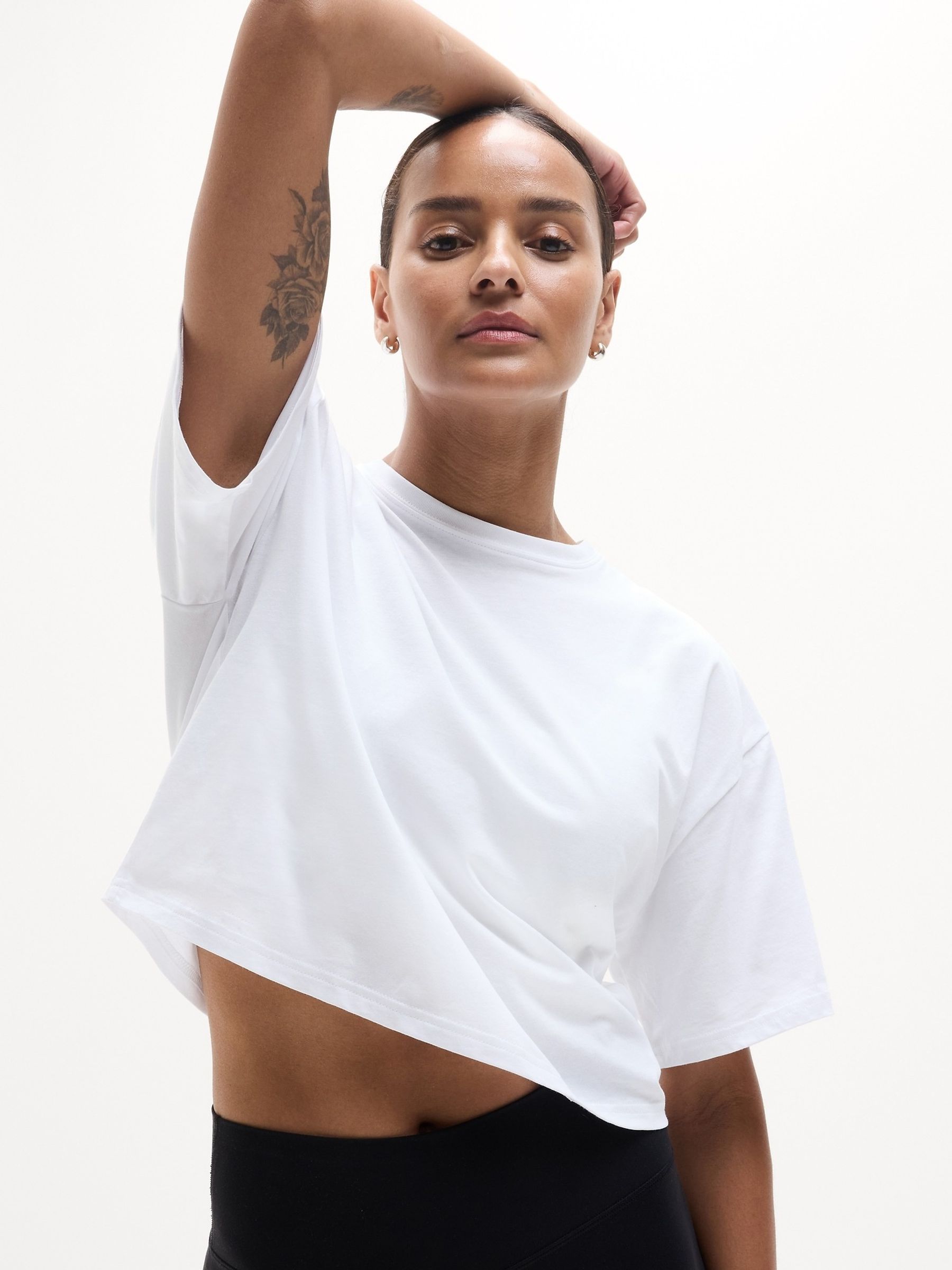 Athleta White True Cotton Cropped T-Shirt - Image 1 of 1
