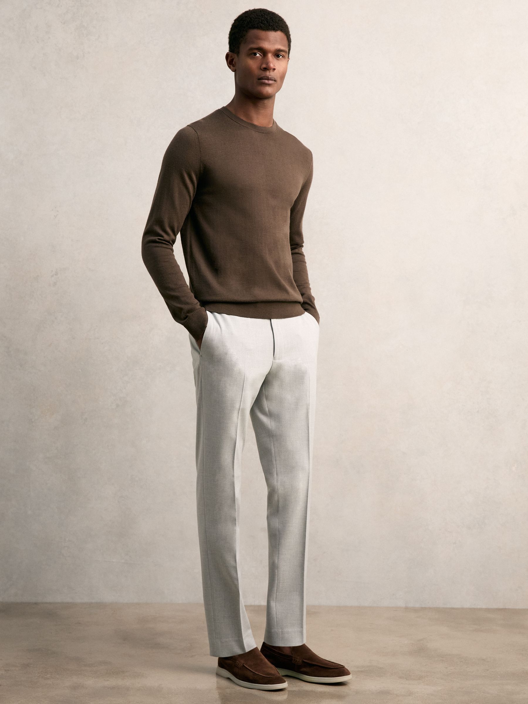 Slim-Fit Drawcord Trousers in Grey - Image 1 of 6