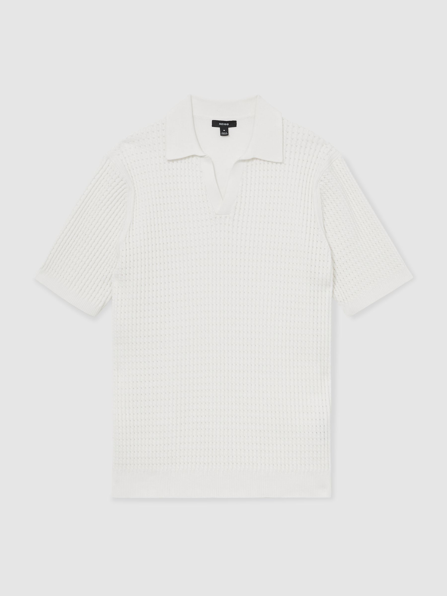Micro-Cable Open-Collar Cotton-Blend Shirt in White - Image 2 of 6