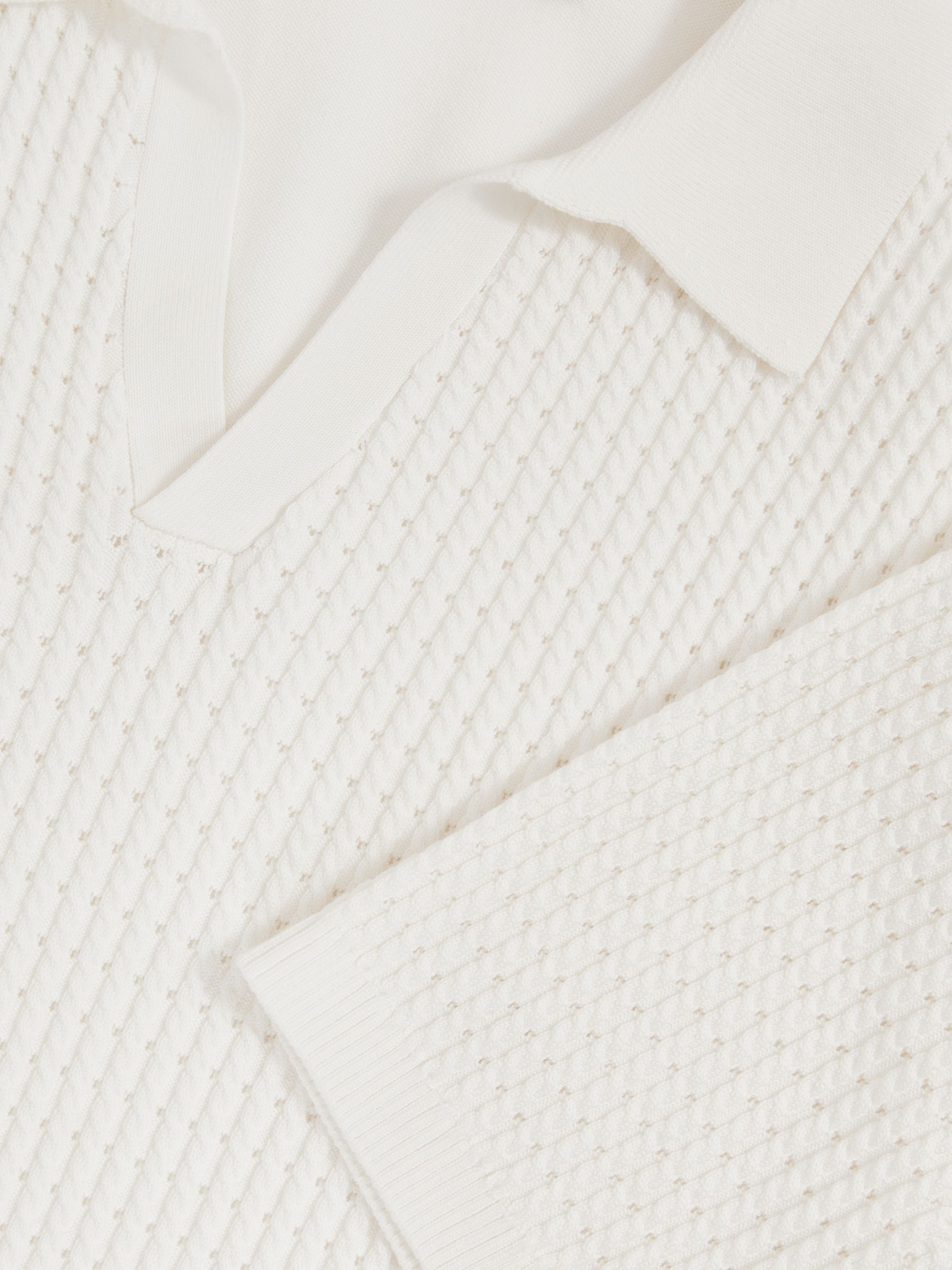 Micro-Cable Open-Collar Cotton-Blend Shirt in White - Image 6 of 6