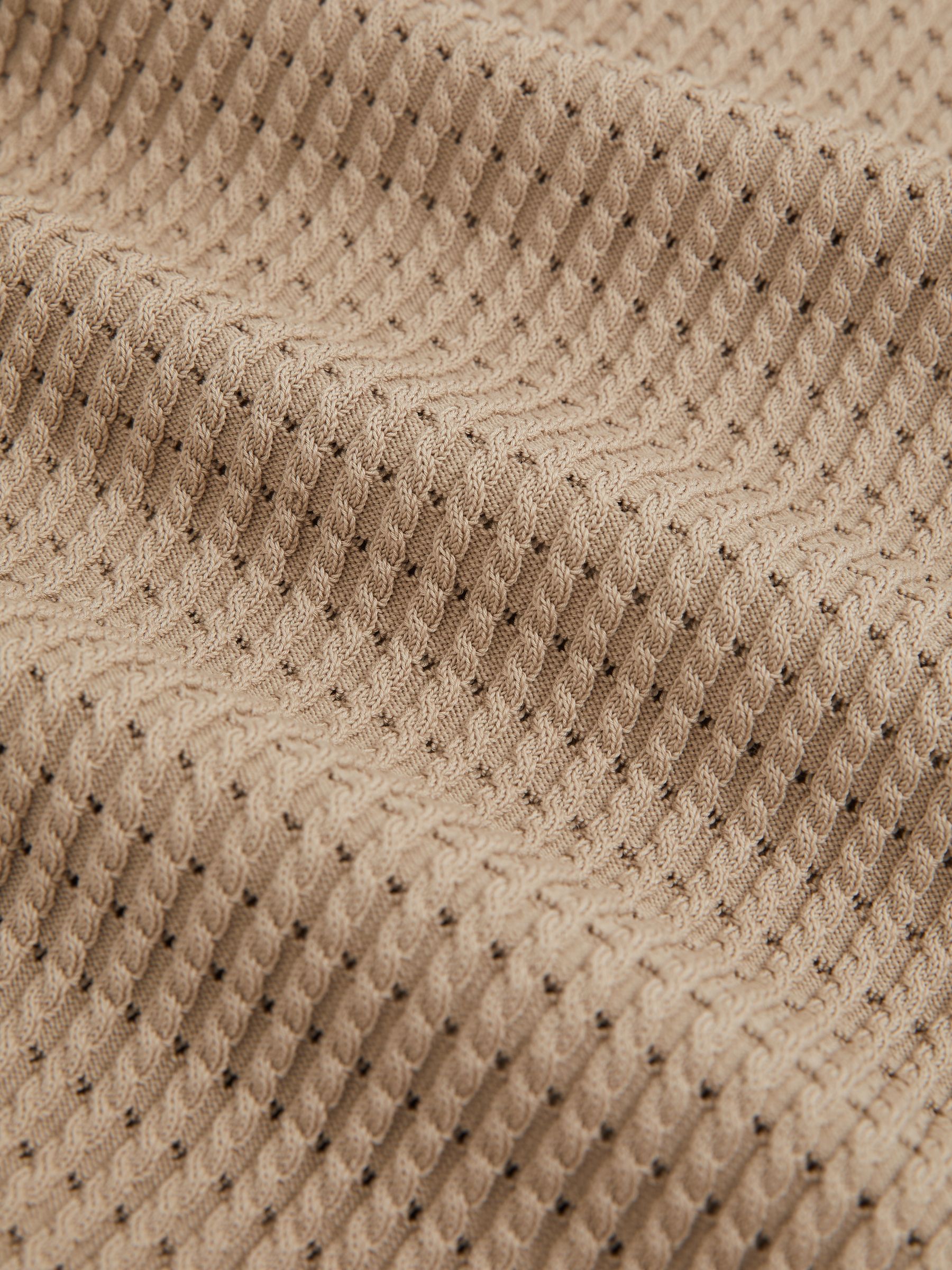 Micro-Cable Open-Collar Cotton-Blend Shirt in Light Camel Brown - Image 6 of 6