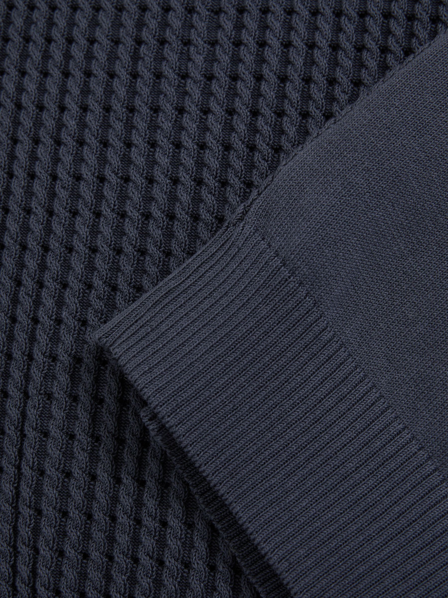 Micro-Cable Open-Collar Cotton-Blend Shirt in Dark Airforce Blue - Image 7 of 7