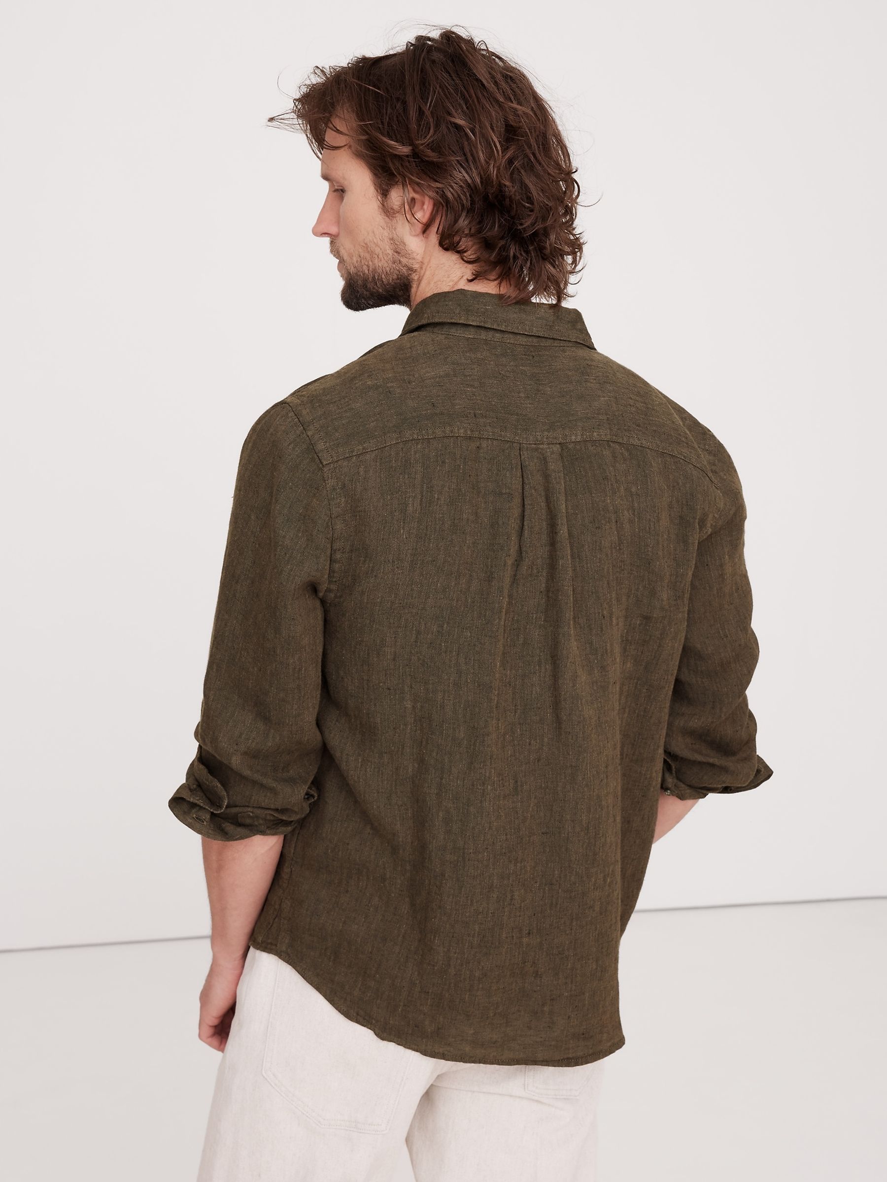 Banana Republic Brown Standard-Fit Linen Shirt - Image 2 of 5