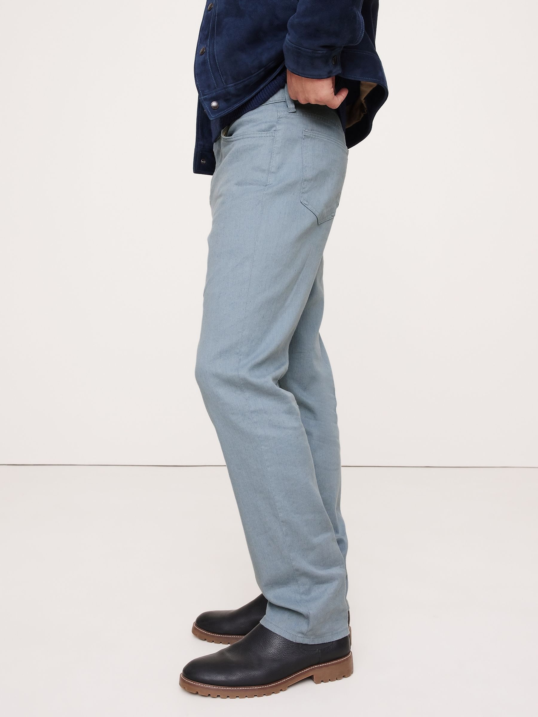 Banana Republic Blue Straight Linen-Cotton Traveler trousers - Image 3 of 4