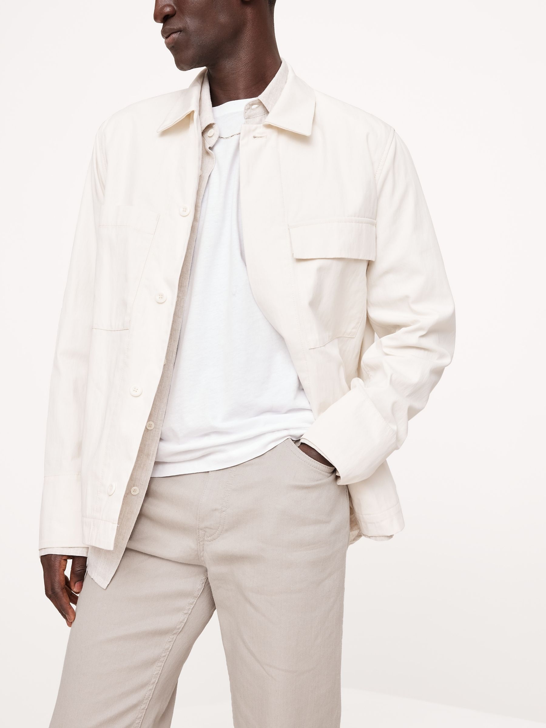 Banana Republic Cream Straight Linen-Cotton Traveler trousers - Image 4 of 4