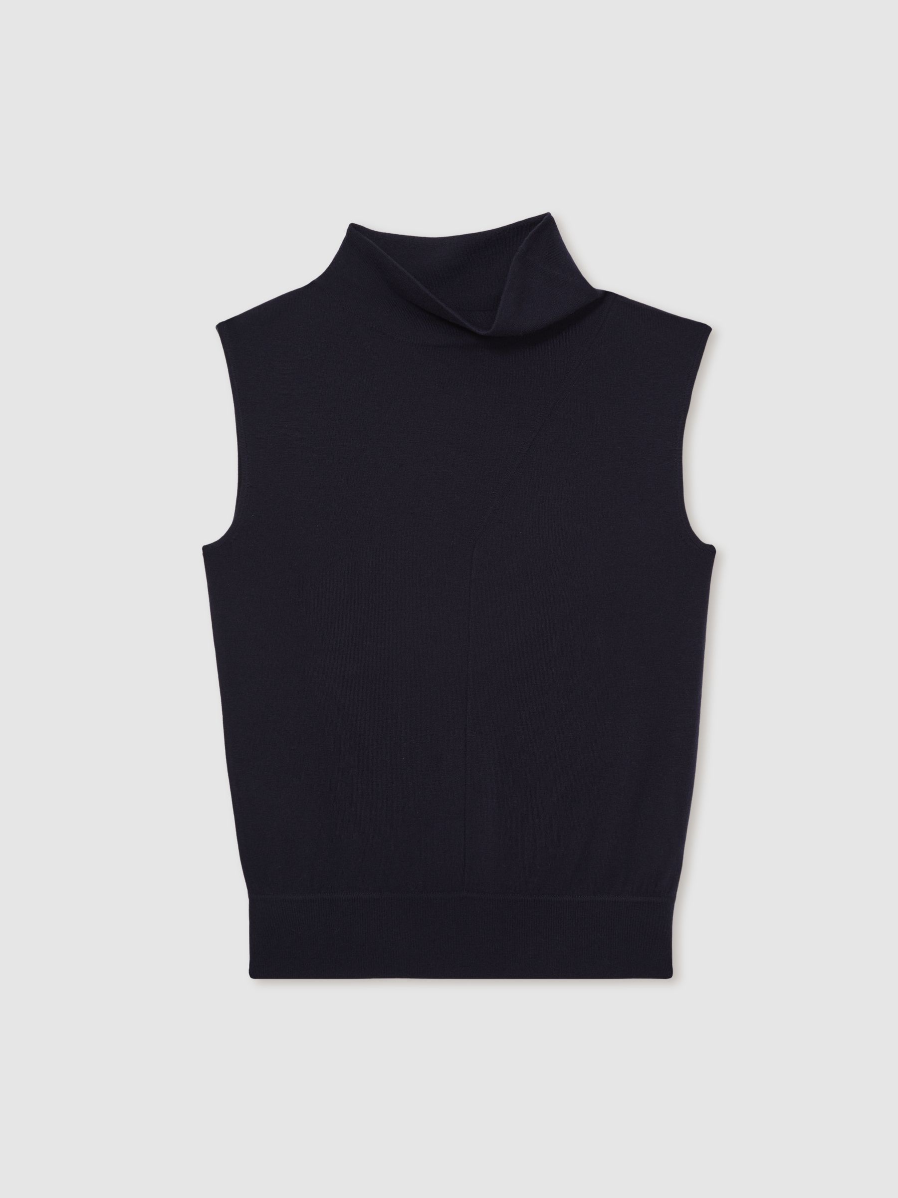 Wool Slouched Sleeveless Top in Navy - Image 2 of 5