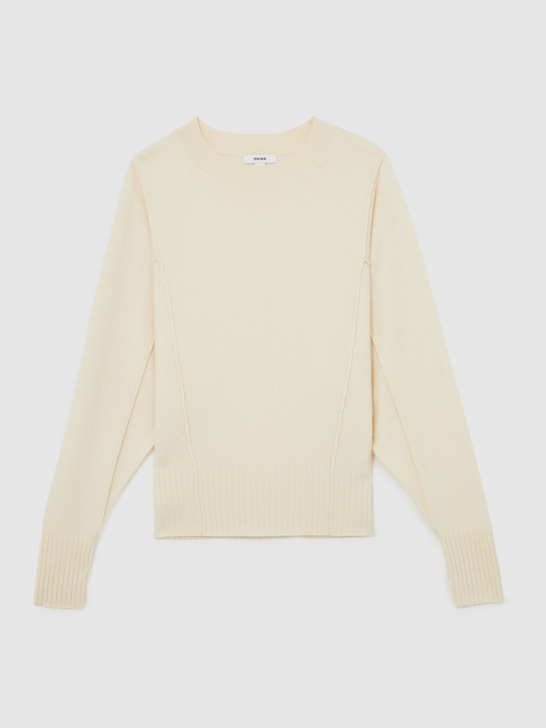Wool-Blend Reverse-Seam Batwing Jumper With Cashmere in Cream - Image 2 of 7