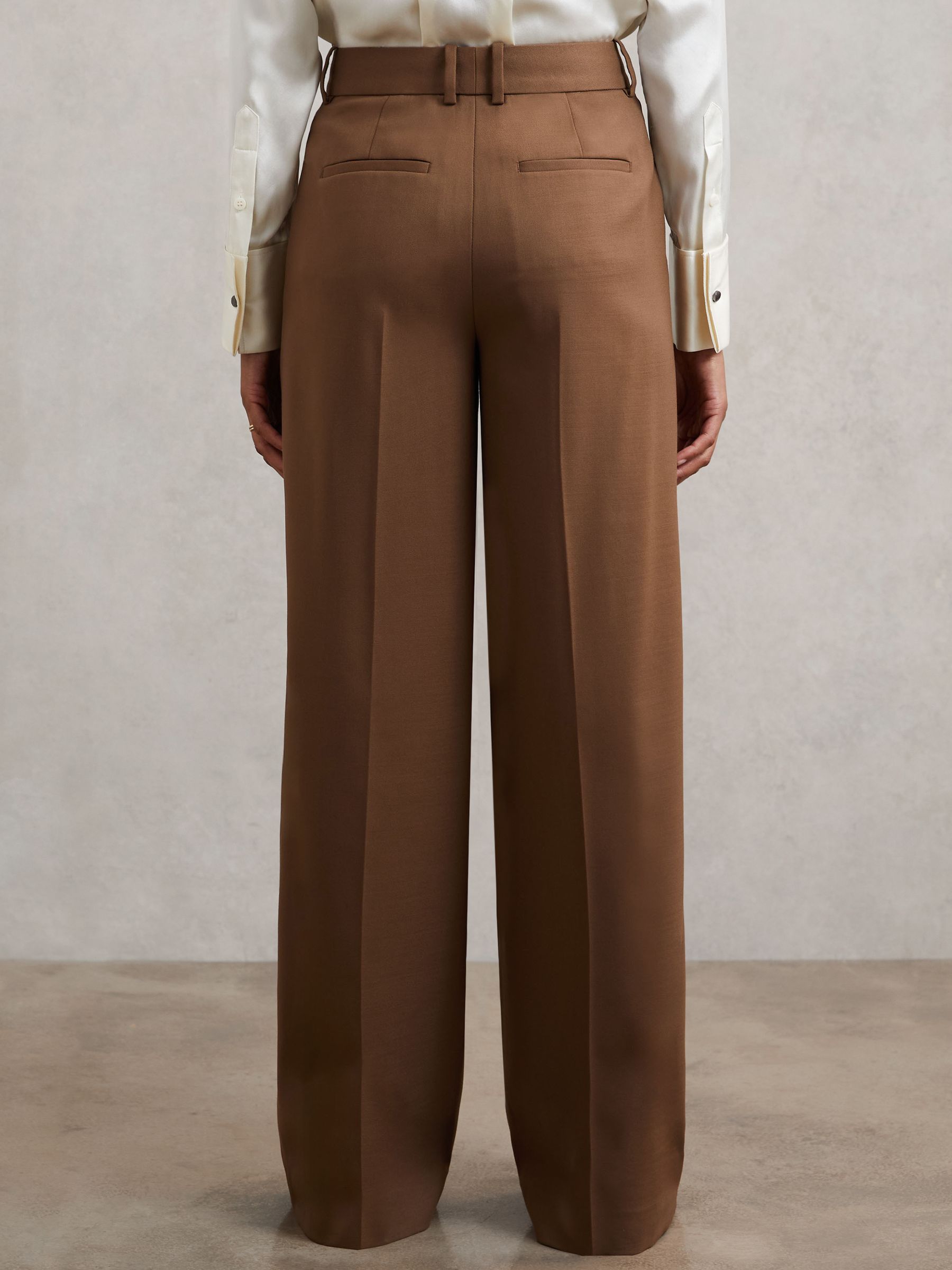 Petite Wool-Blend Wide-Leg Suit Trousers in Tan - Image 5 of 8