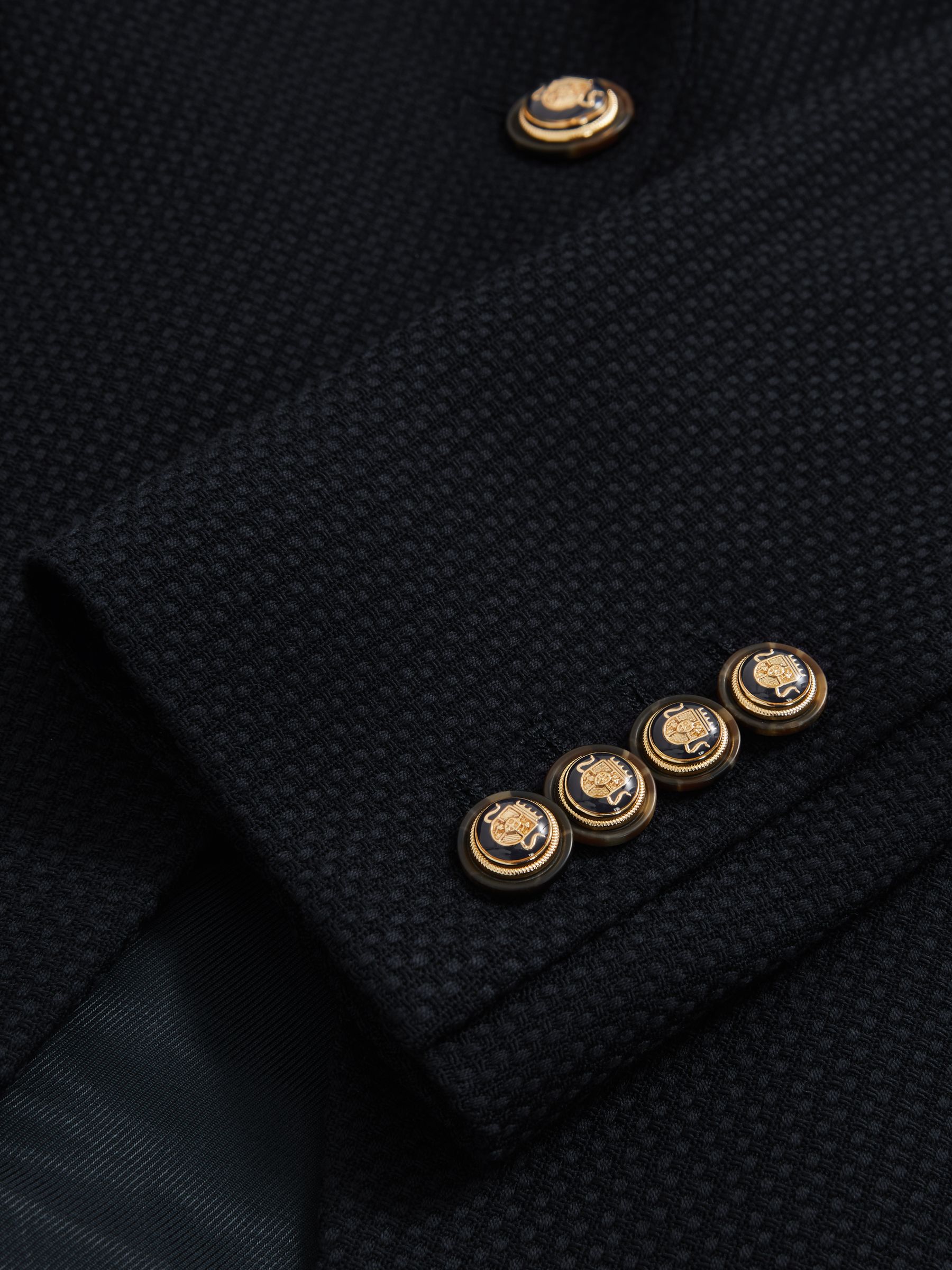 Single-Breasted Textured Blazer Wool-Blend in Navy - image 5