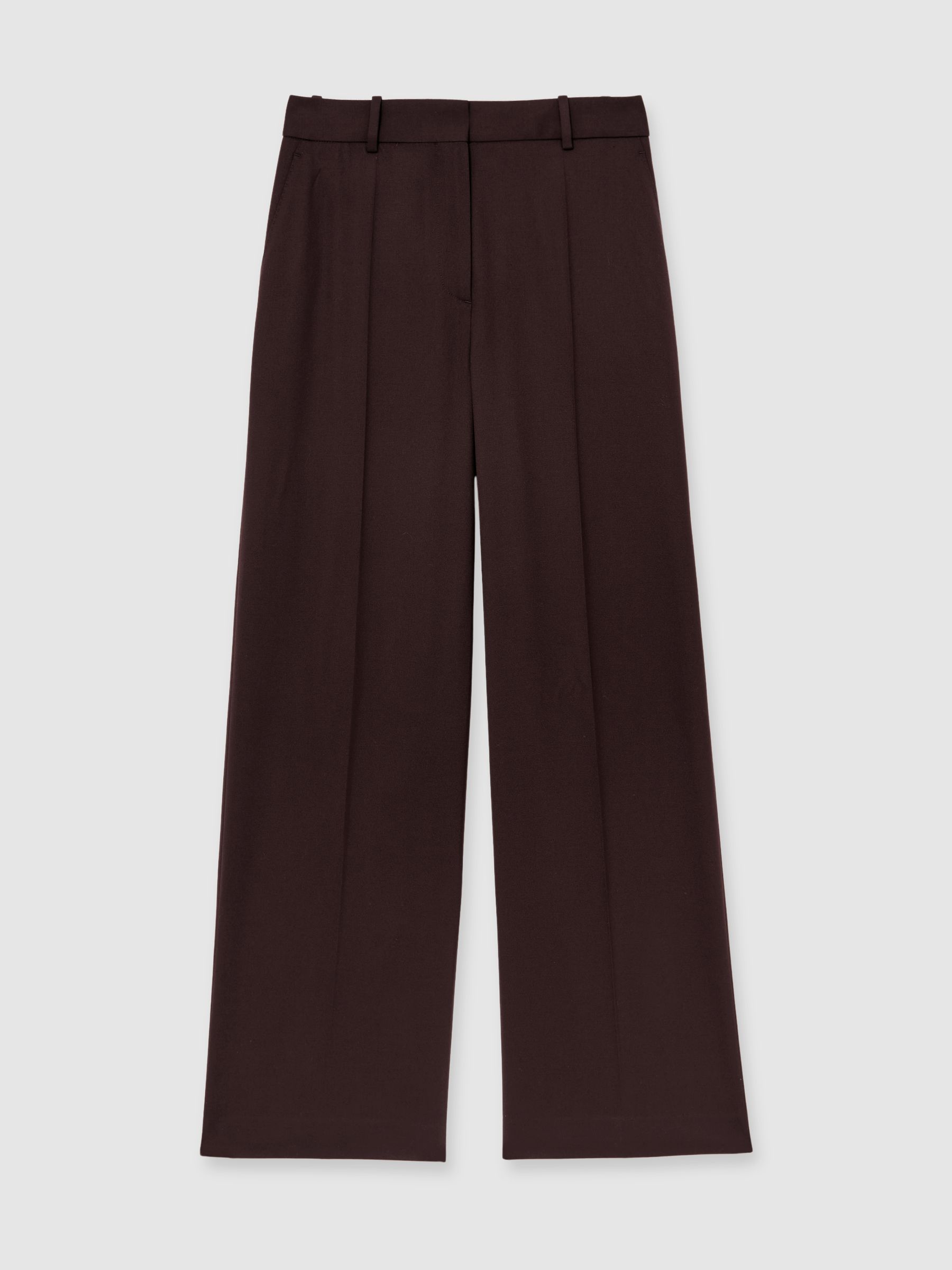 Wool-Blend Wide-Leg Suit Trousers in Aubergine - Image 2 of 7