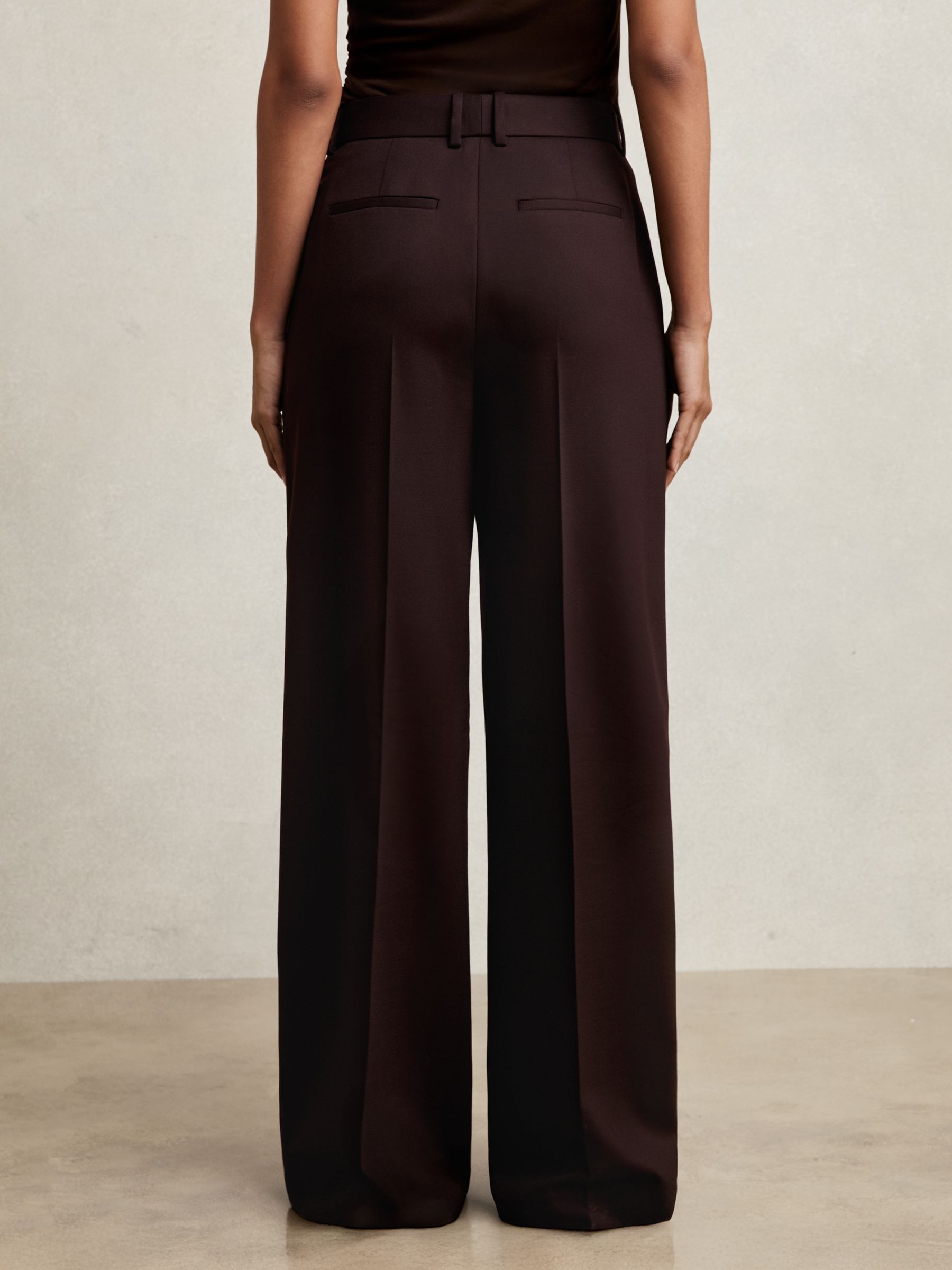 Wool-Blend Wide-Leg Suit Trousers in Aubergine - Image 6 of 7