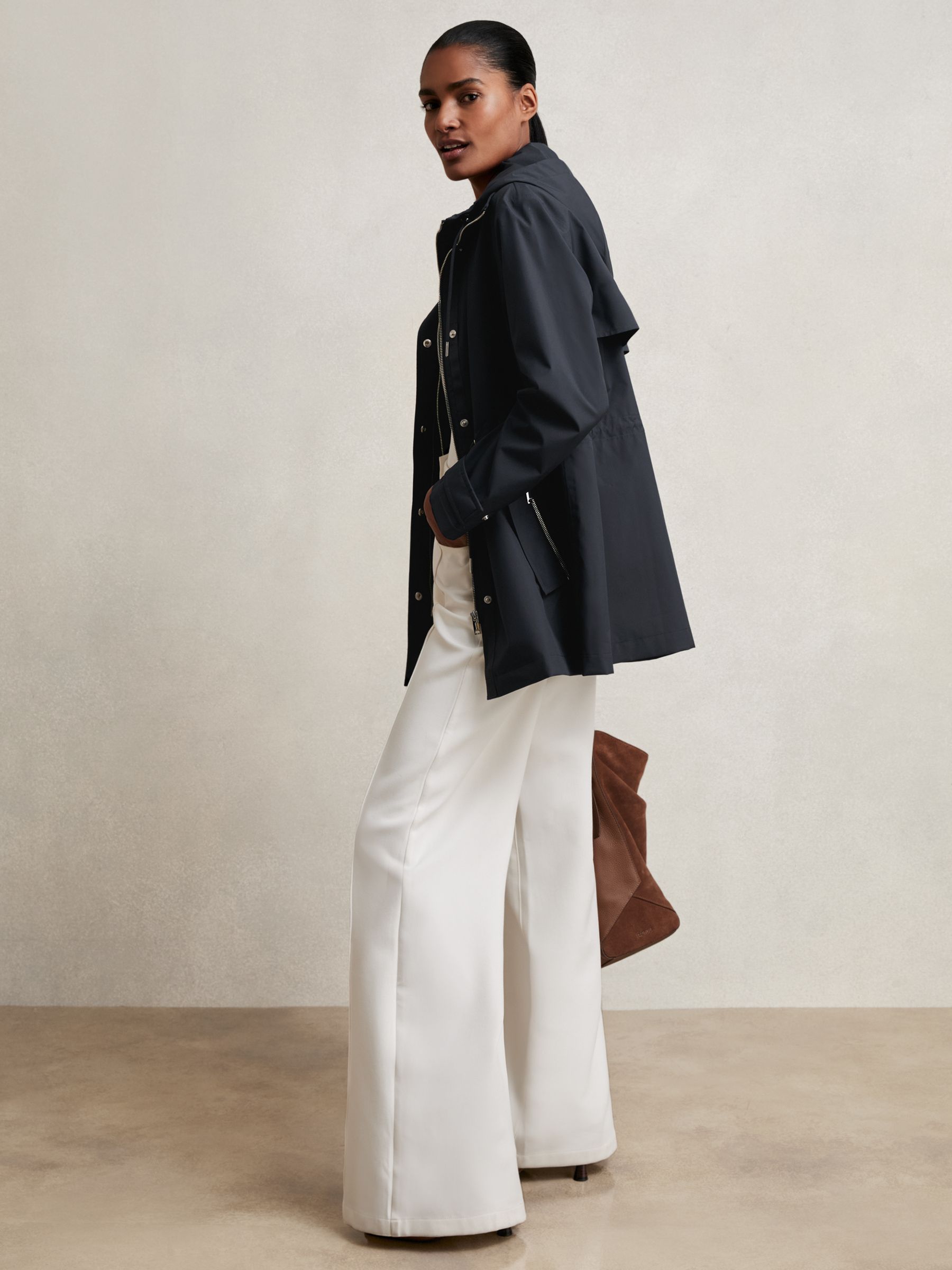Removable-Hood Rain Coat in Navy - image 5