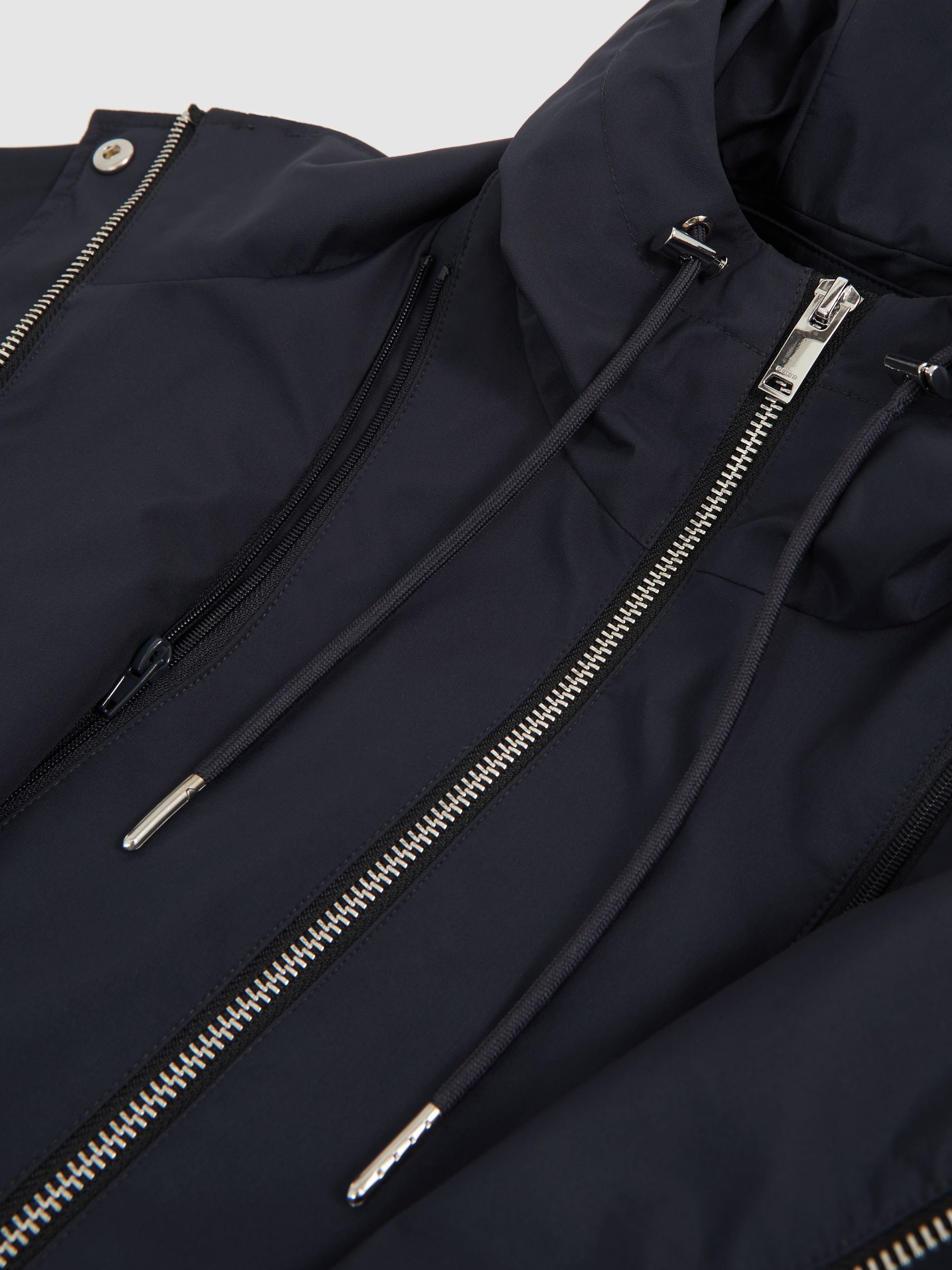 Removable-Hood Rain Coat in Navy - Image 7 of 7
