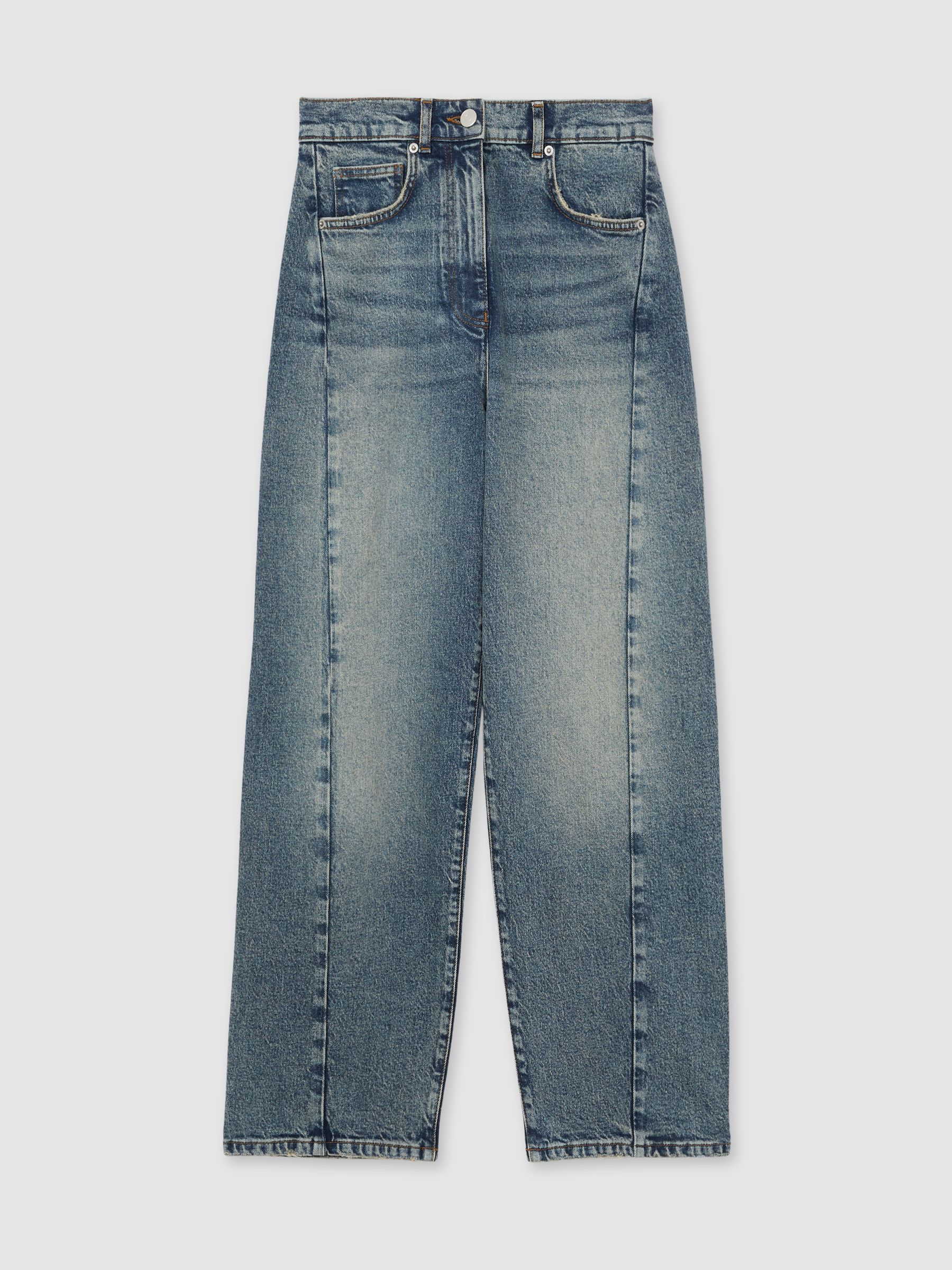 Barrel-Leg Seam Jeans in Mid Blue - Image 2 of 7