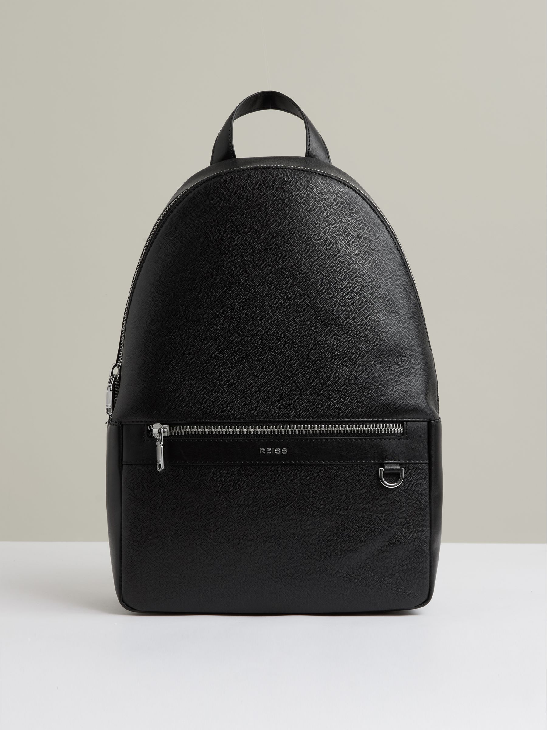 Micro-Grain Leather Backpack in Black - Image 1 of 4