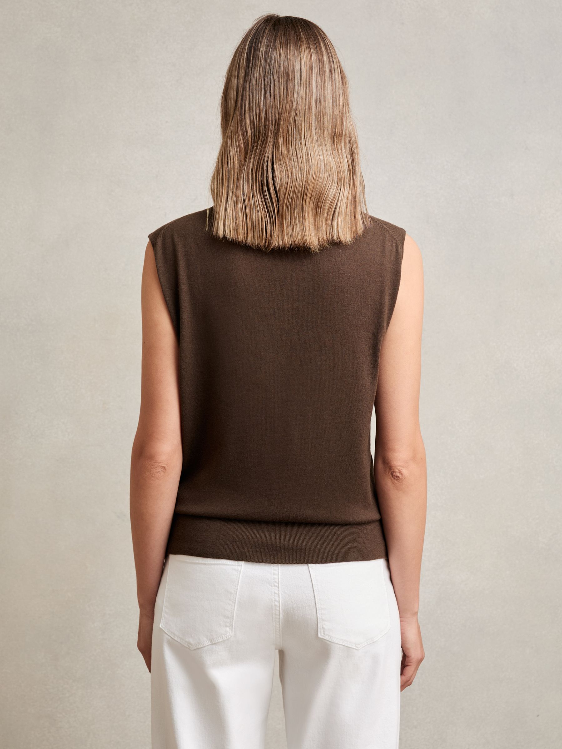 Wool Slouched Sleeveless Top in Chocolate - Image 5 of 6