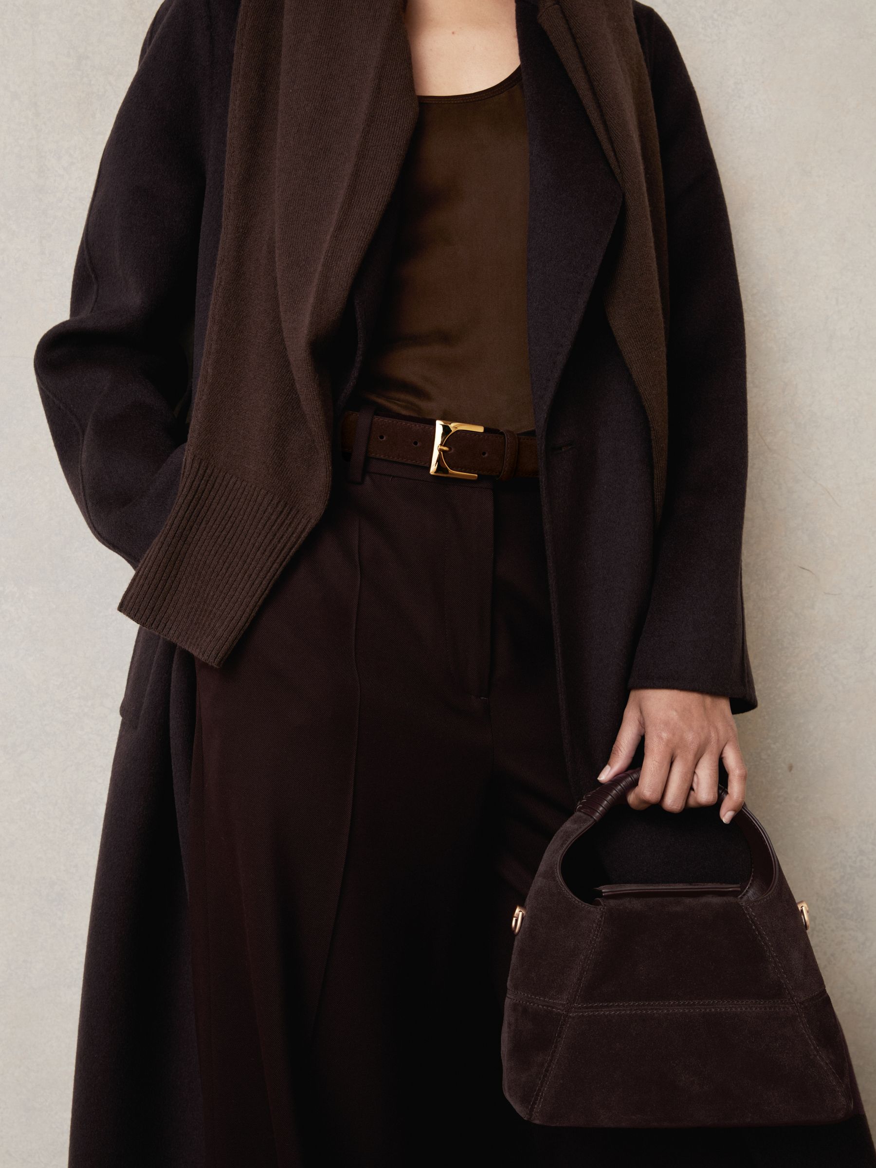 Patent Leather Oval Buckle Belt in Chocolate - Image 5 of 5