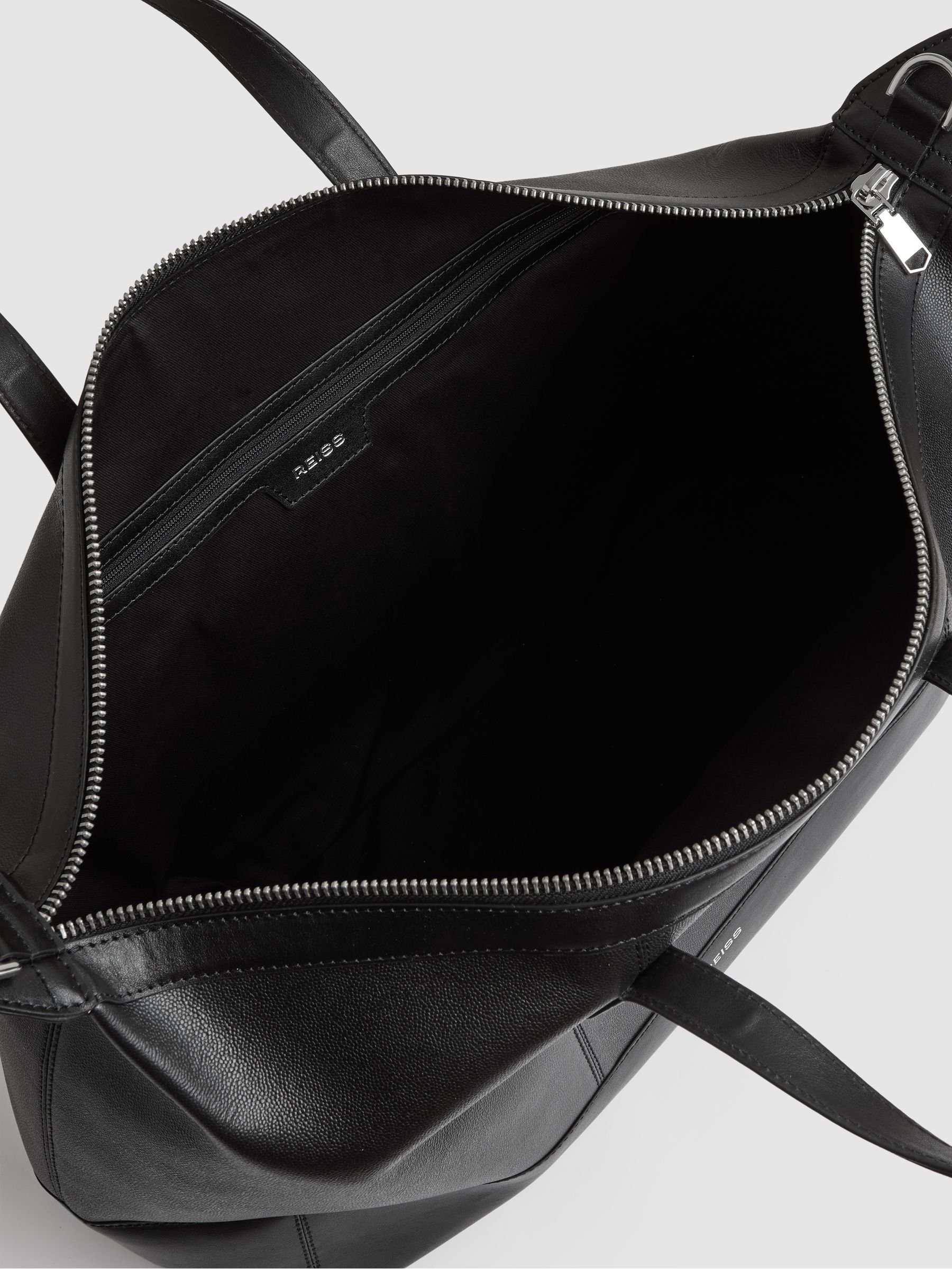Micro-Grain Leather Holdall in Black - Image 2 of 4