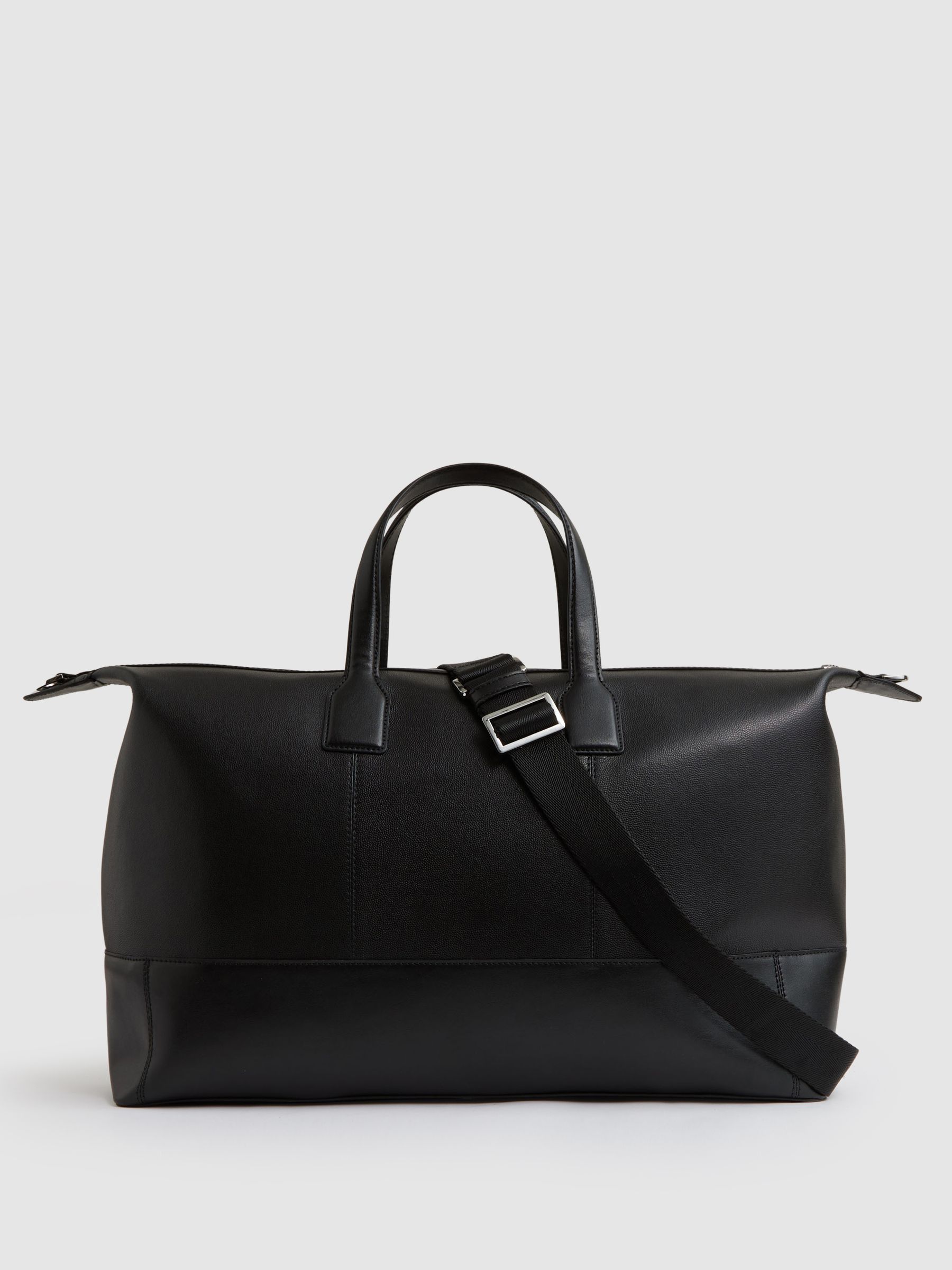 Micro-Grain Leather Holdall in Black - image 1