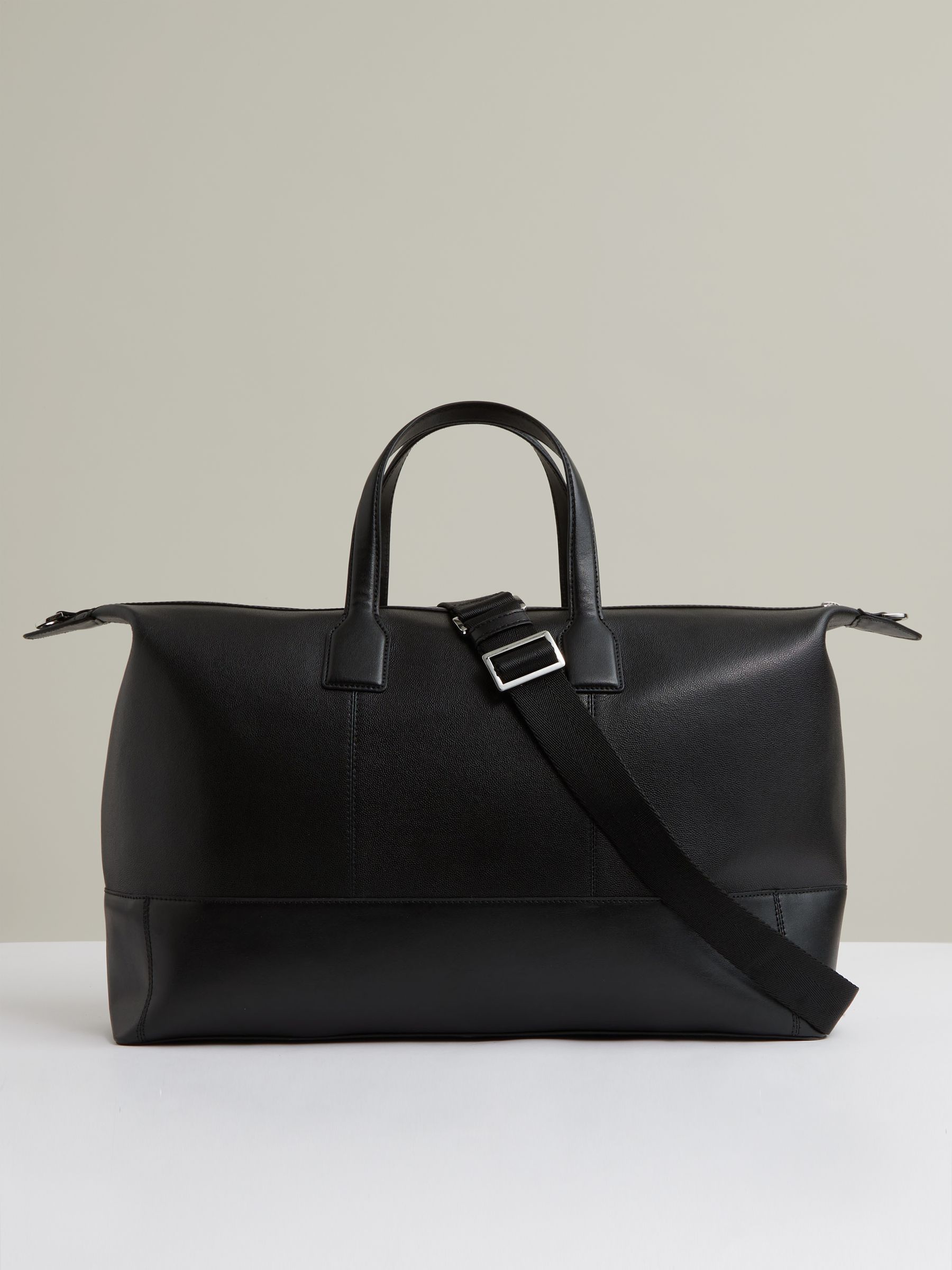 Micro-Grain Leather Holdall in Black - Image 3 of 4