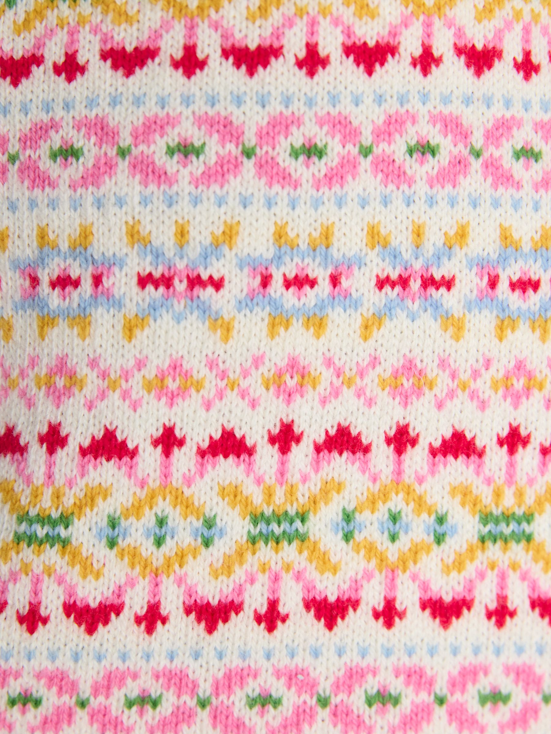 Islay Cream Multi V Neck Fair Isle Cotton Rich Knitted Vest - Image 10 of 10