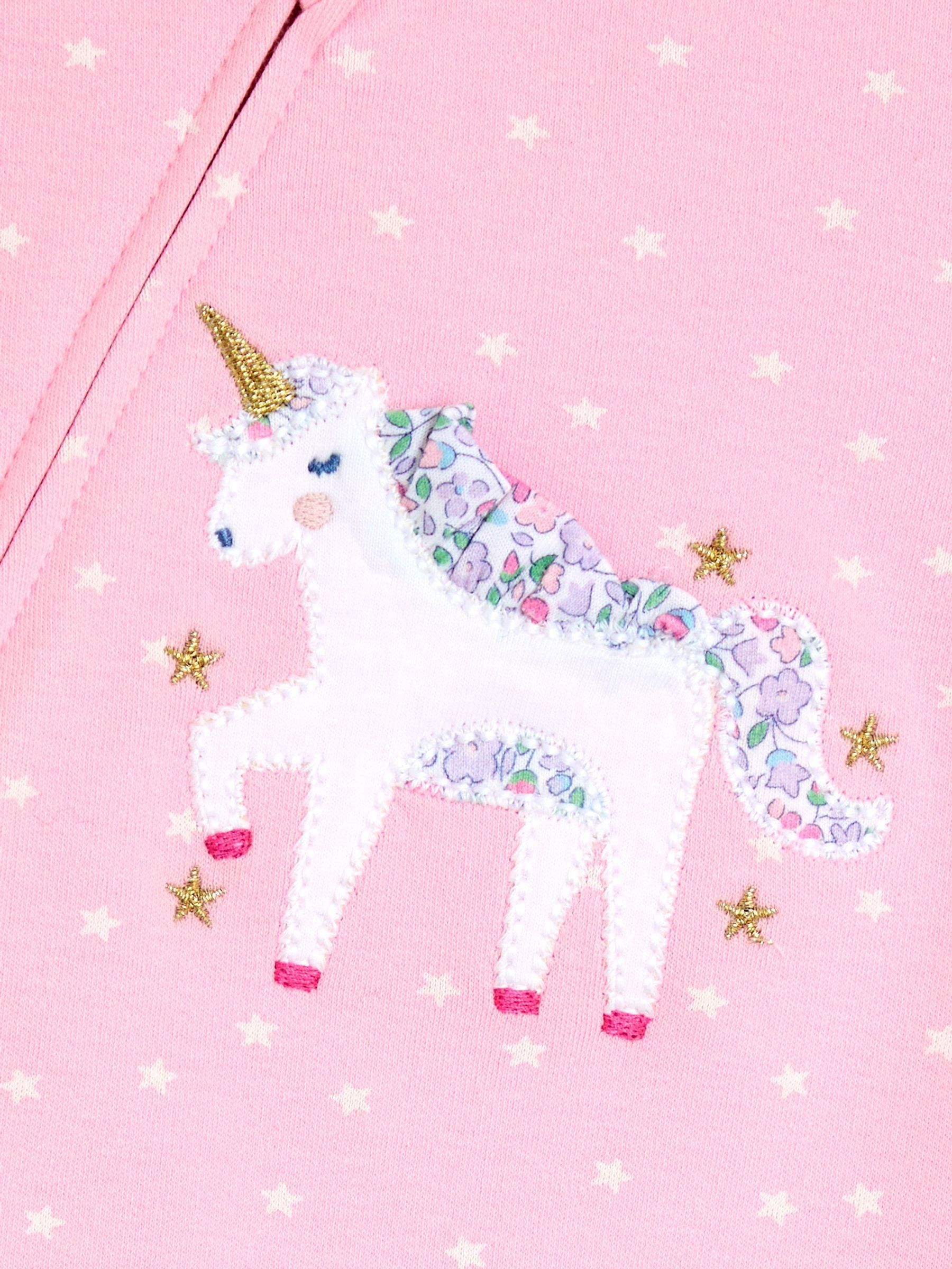 Pink Unicorn 100% Cotton Footed Frill Sleepsuit - Image 3 of 3