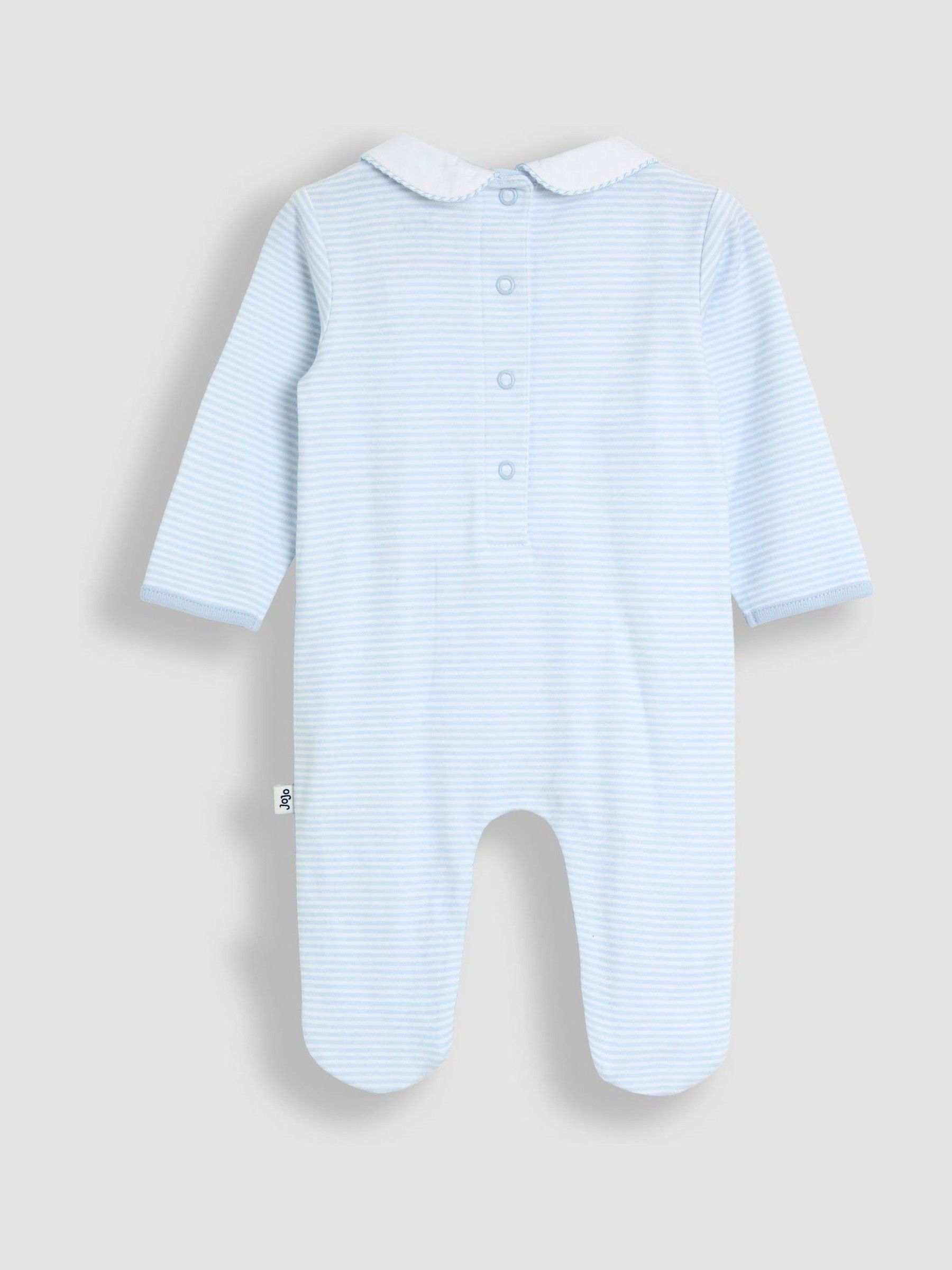 Blue Embroidered Smocked Footed Sleepsuit - Image 2 of 3
