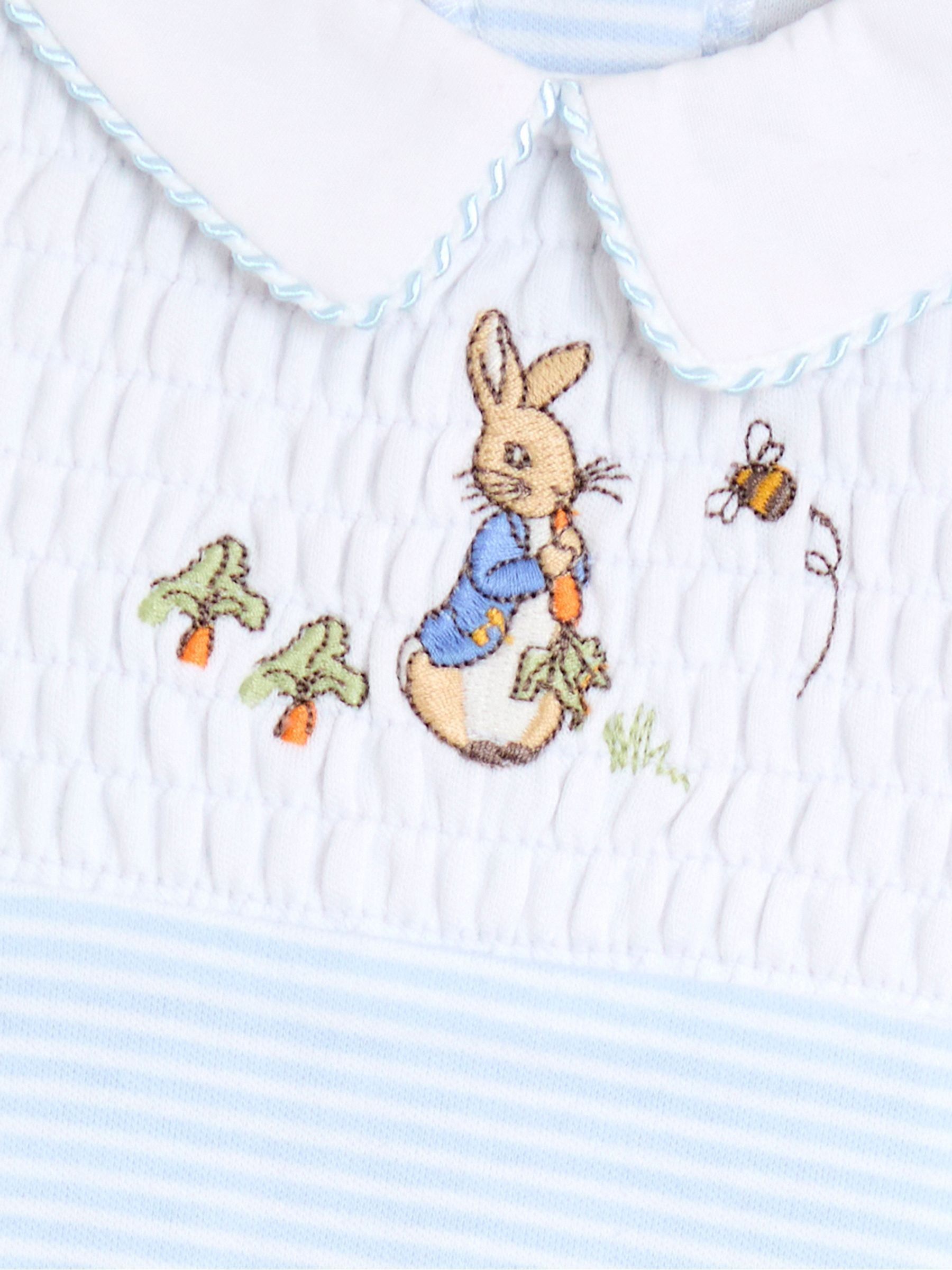 Blue Embroidered Smocked Footed Sleepsuit - Image 3 of 3