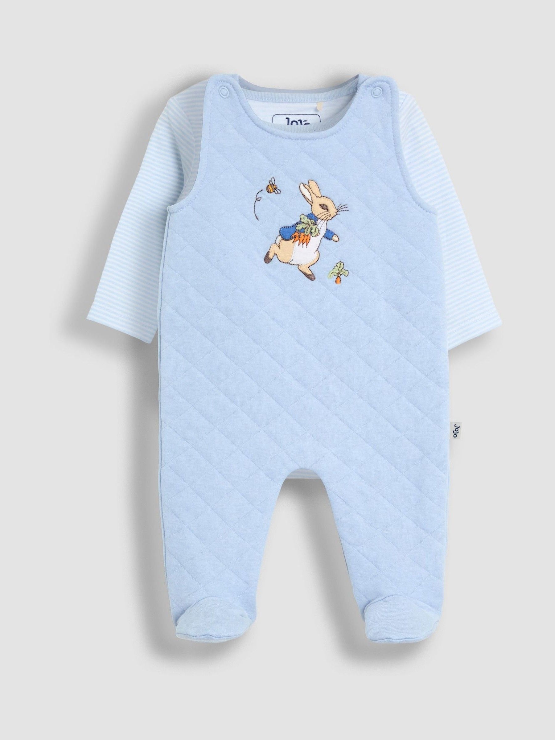 Blue Quilted 2-Piece Dungaree Set - Image 1 of 6