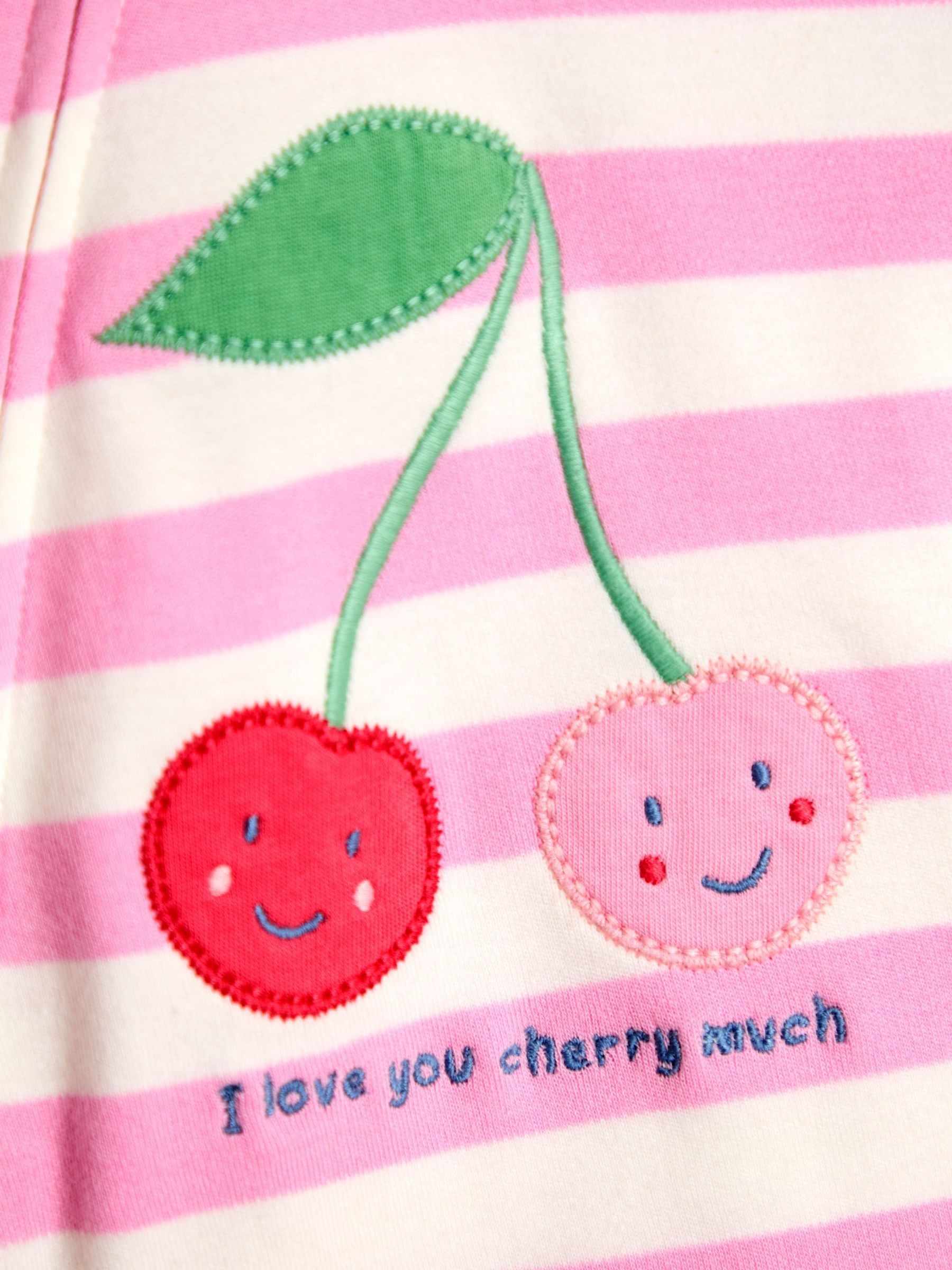 Pink Cherry 100% Cotton Footed Frill Sleepsuit - Image 3 of 3