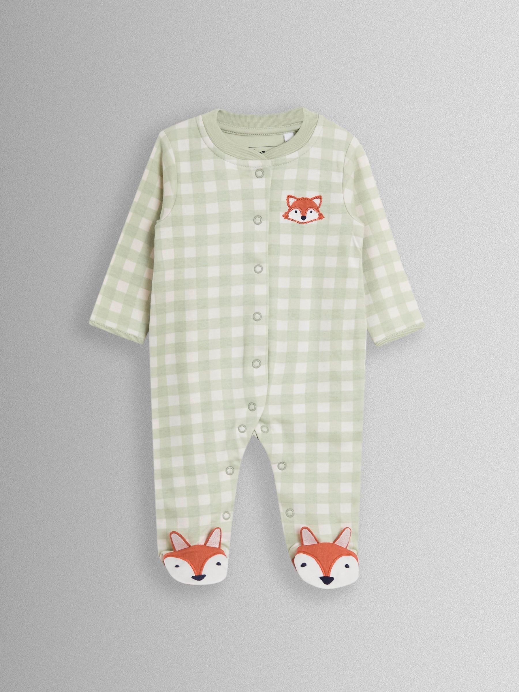 Green Fox Character Appliqué Zip Footed Sleepsuit - Image 1 of 4