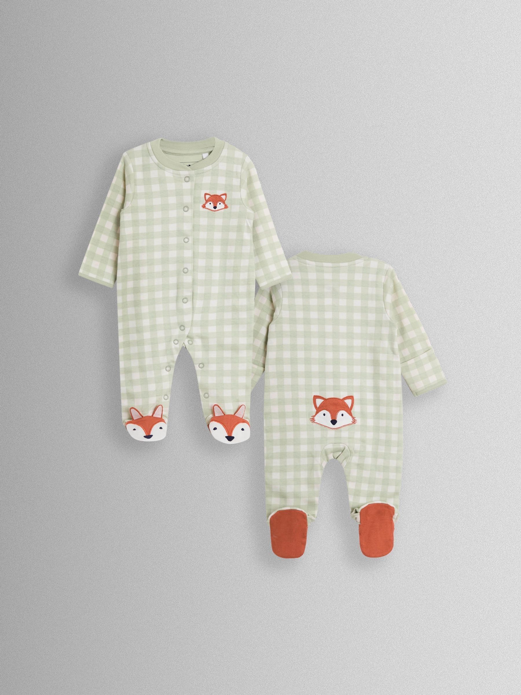 Green Fox Character Appliqué Zip Footed Sleepsuit - Image 2 of 4