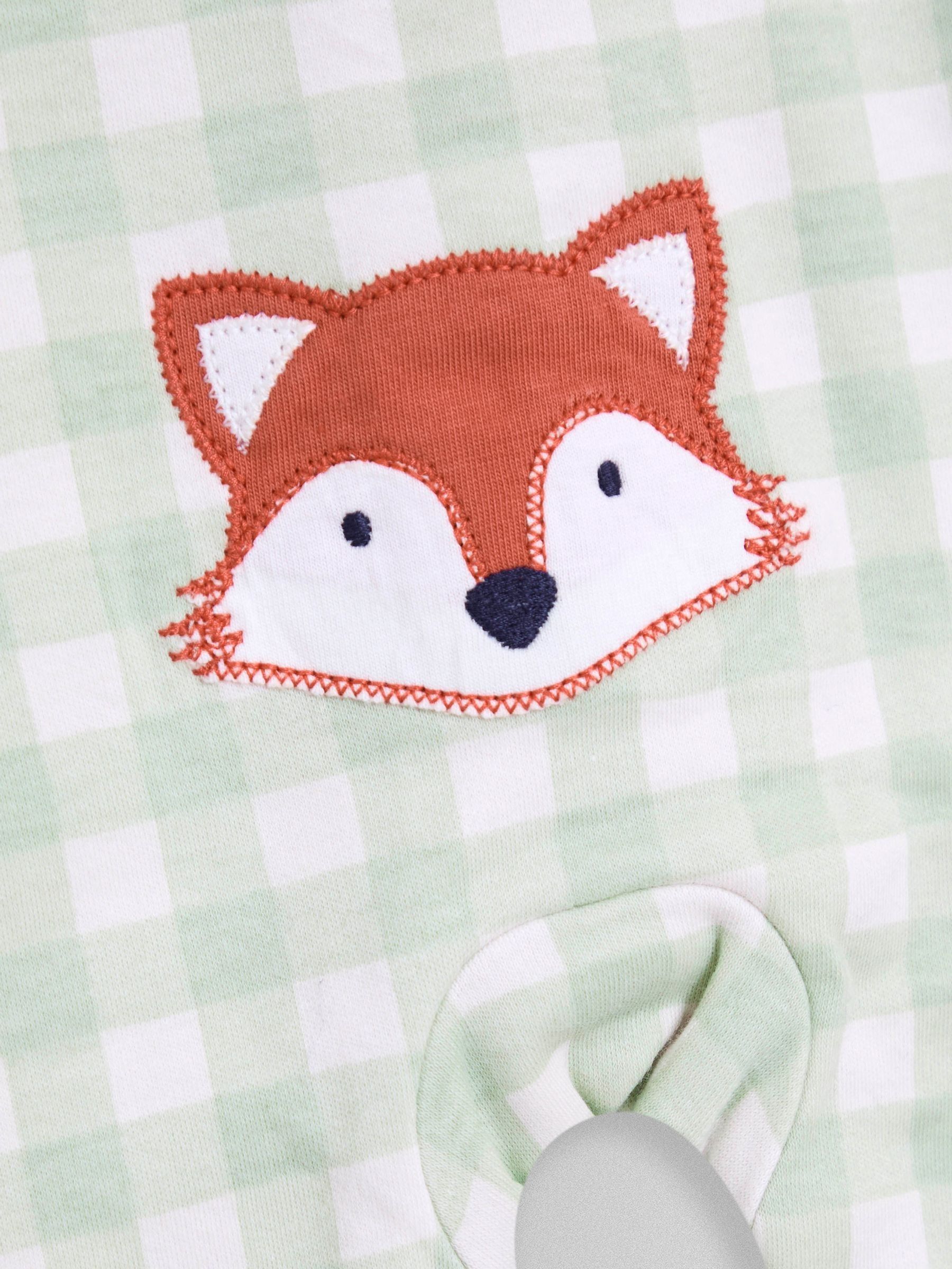 Green Fox Character Appliqué Zip Footed Sleepsuit - Image 3 of 4