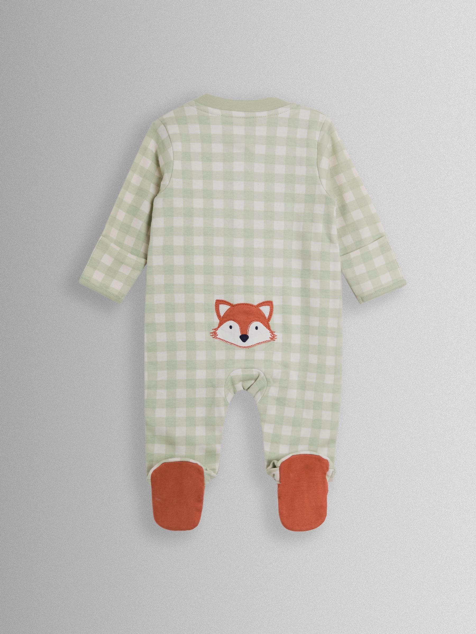 Green Fox Character Appliqué Zip Footed Sleepsuit - Image 4 of 4