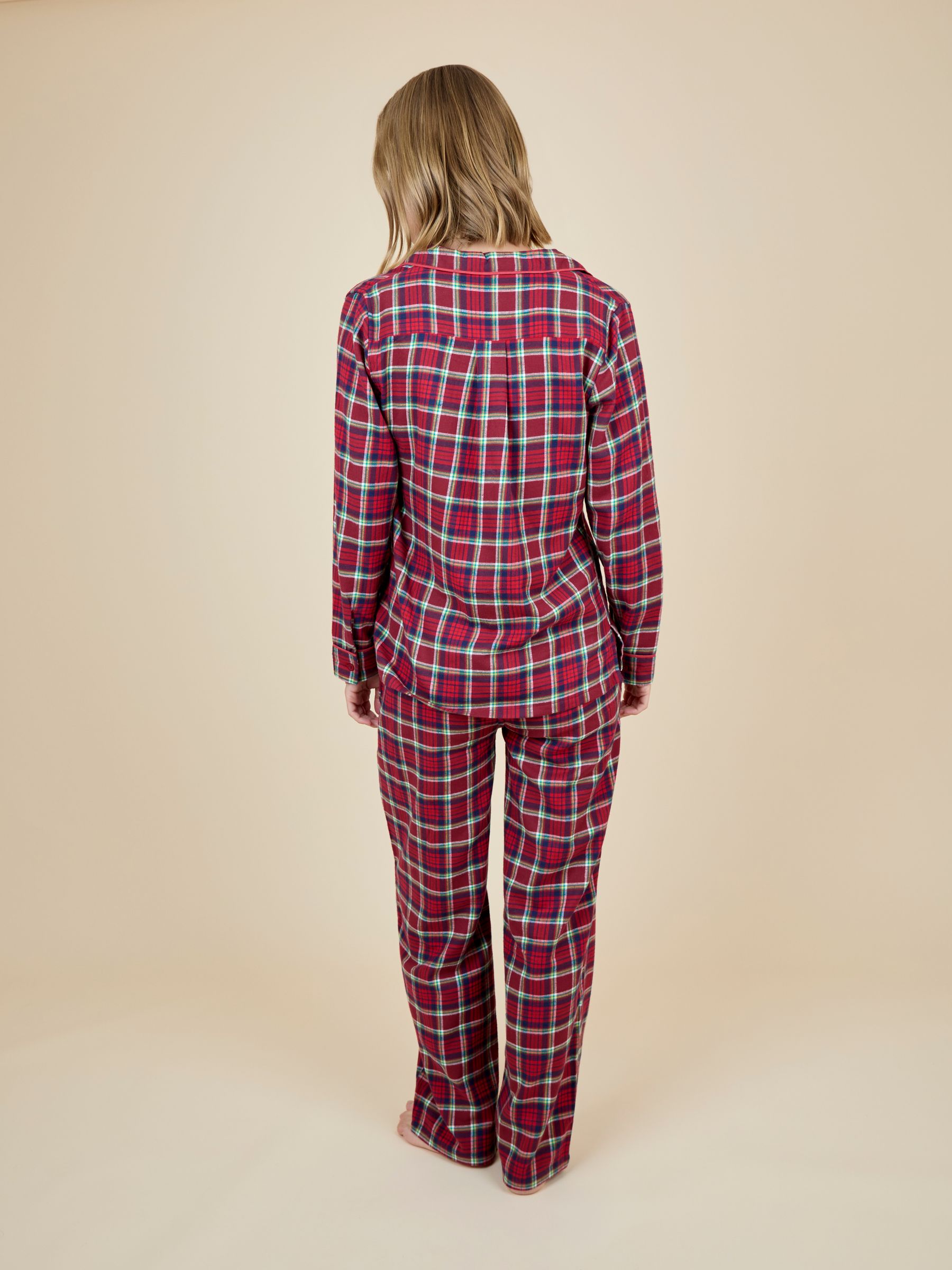Red Womens Classic Check Christmas Pyjamas Set - Image 2 of 4