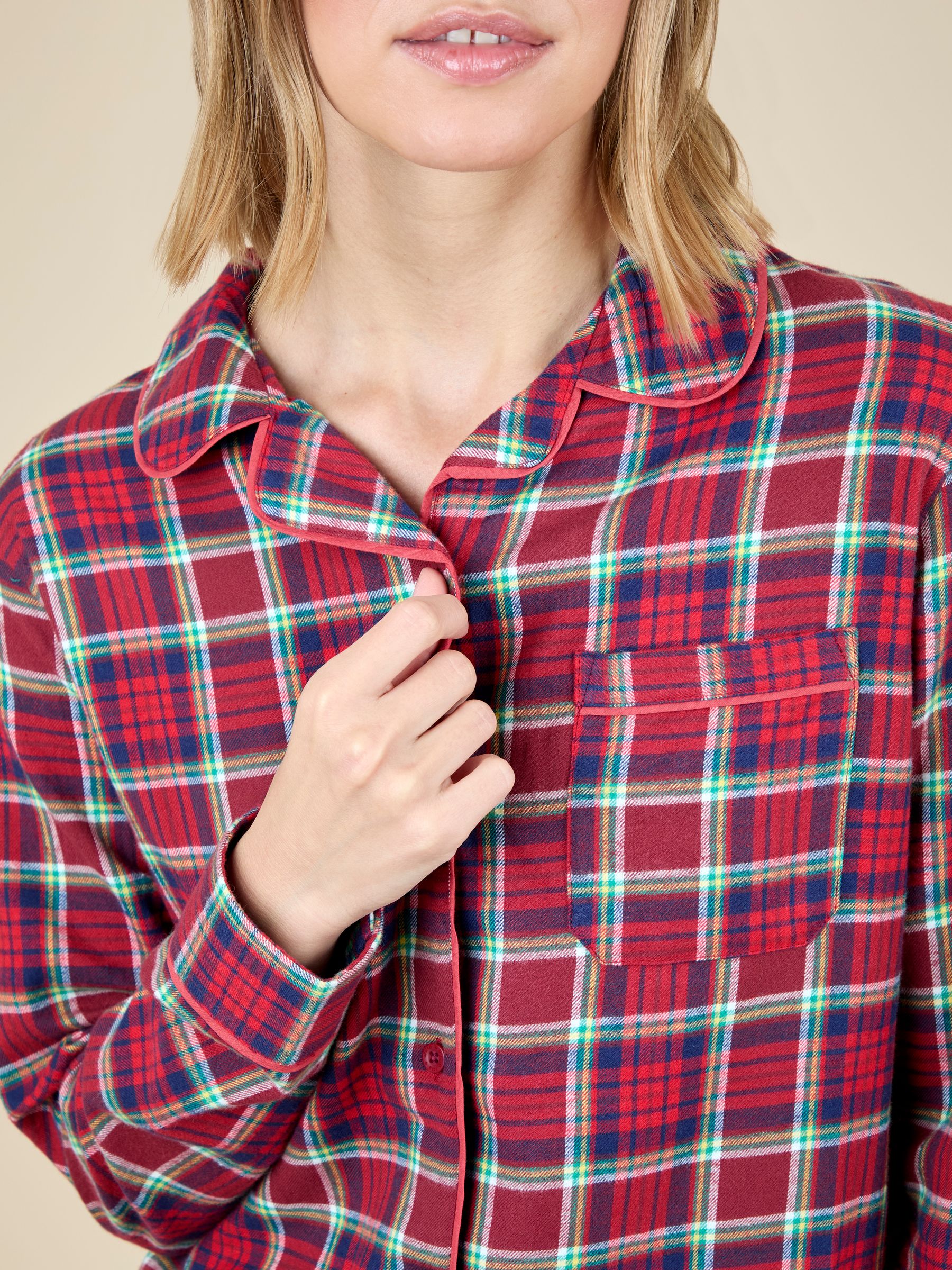 Red Womens Classic Check Christmas Pyjamas Set - Image 4 of 4
