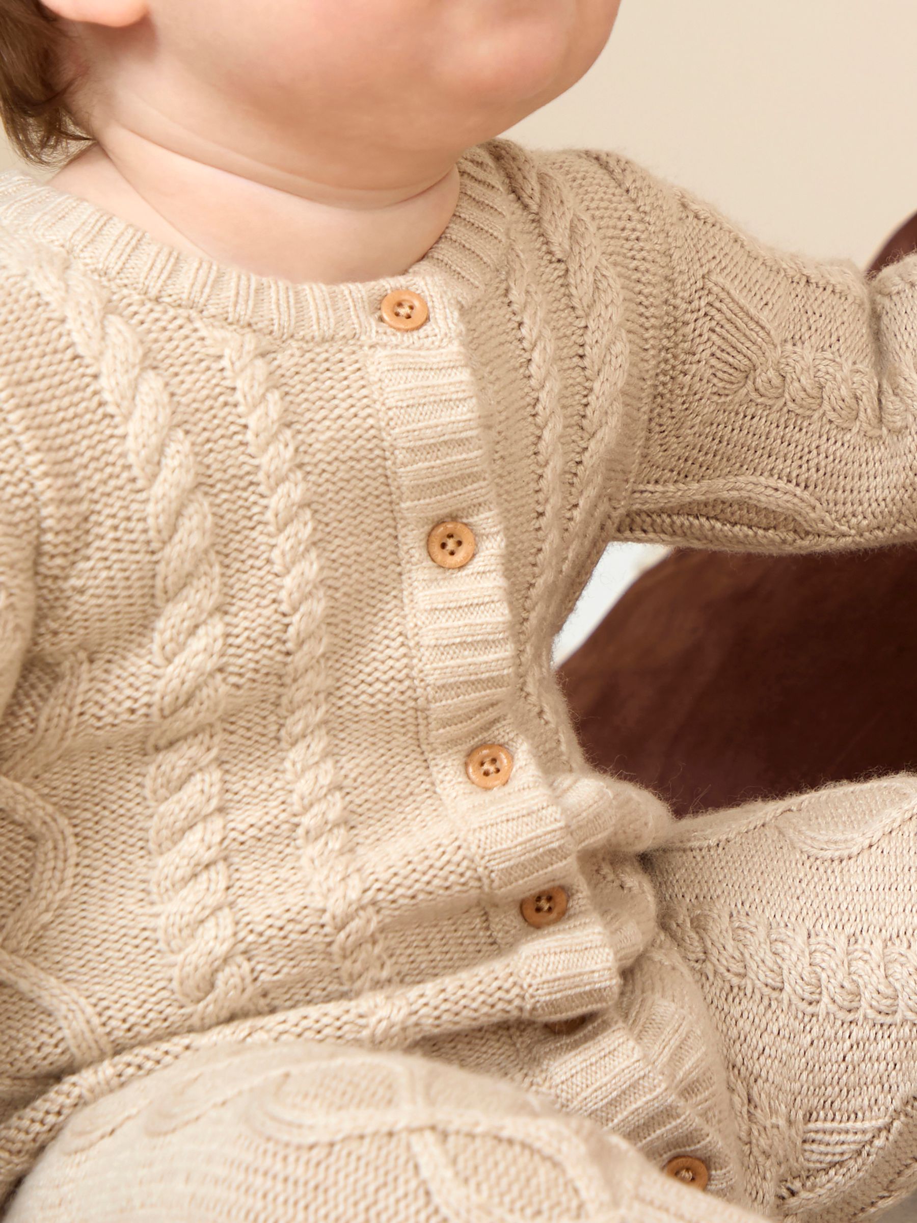 Natural Cable Knit All-In-One With Hat - Image 4 of 10